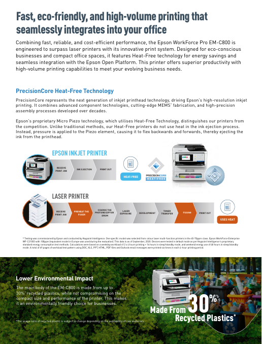 Epson WorkForce Pro EM-C800 Duplex A4 Print Scan Copy FAX with Wi-Fi ADF Feeder similar to T920DW T910DW G4010 L6170