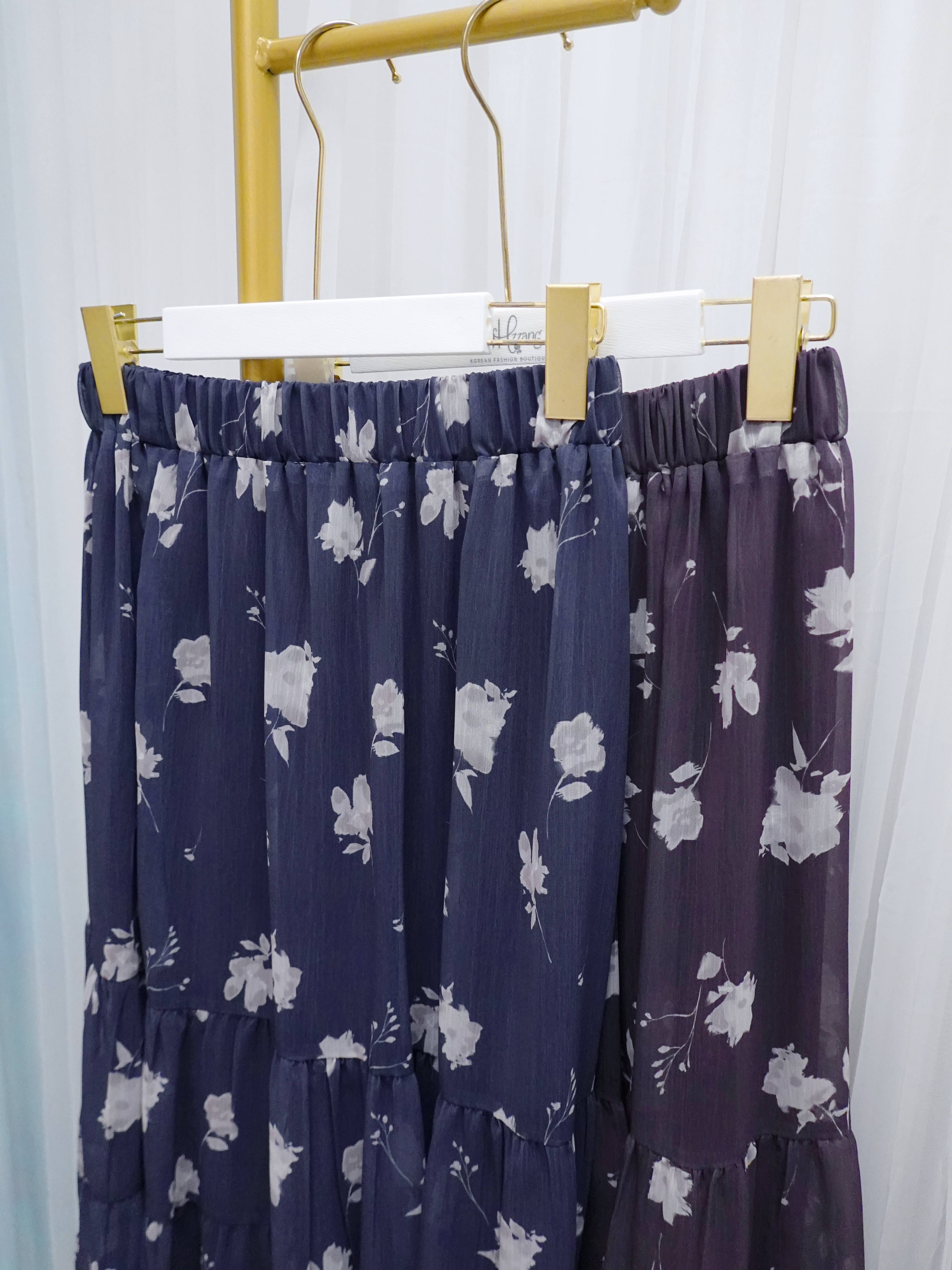 BOT04_12A 莫蘭迪色調花花雪紡SK (2色)