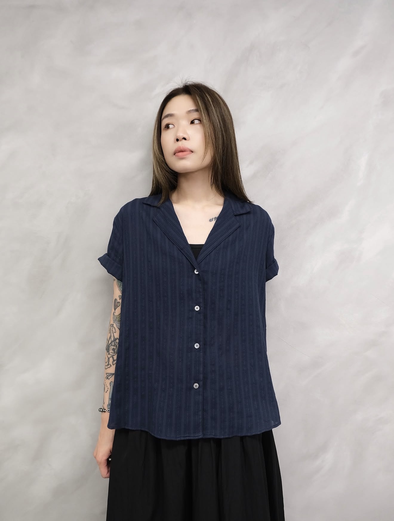 Striped v-neck shirt #sh35