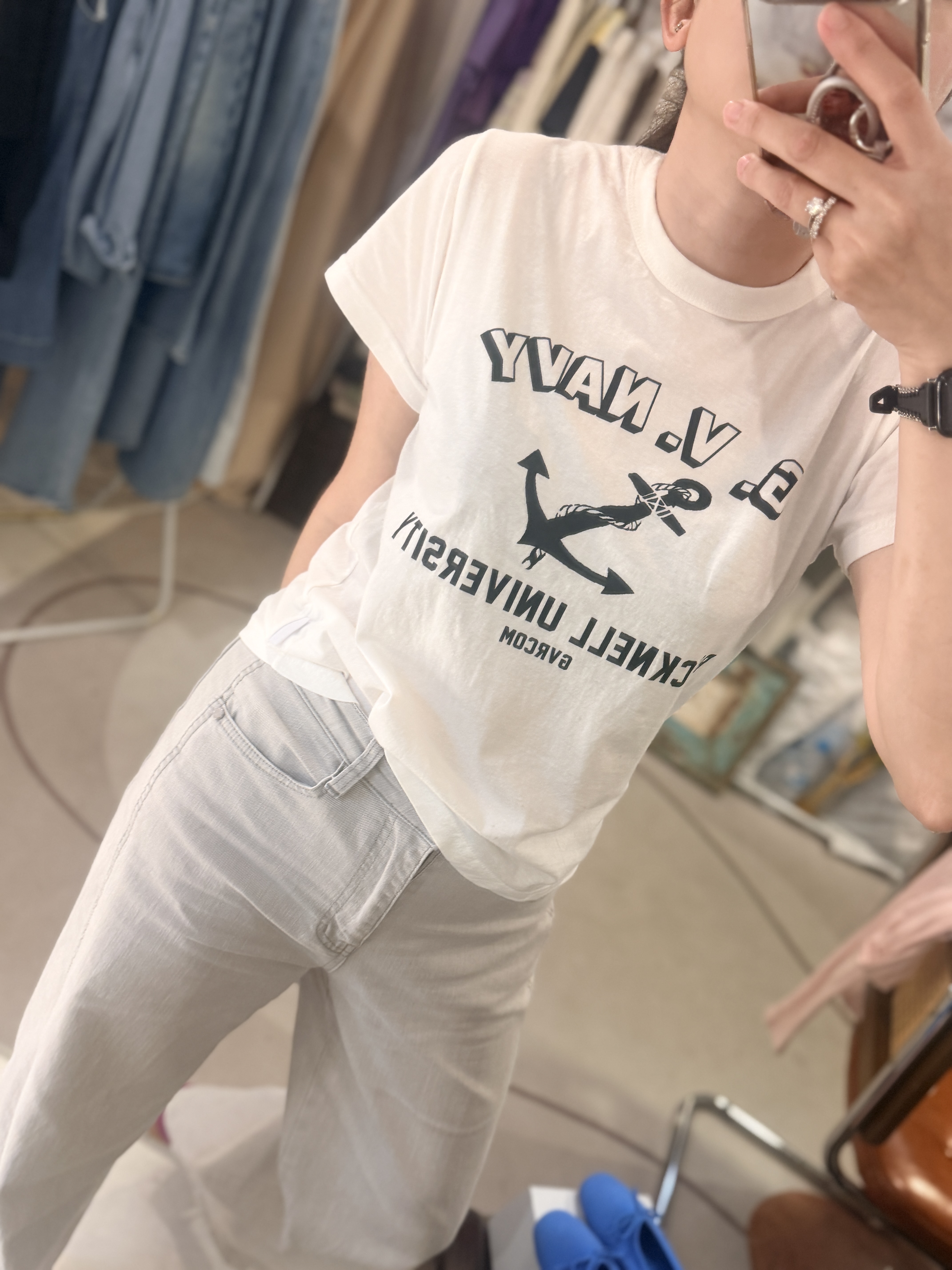 Navy printed tee