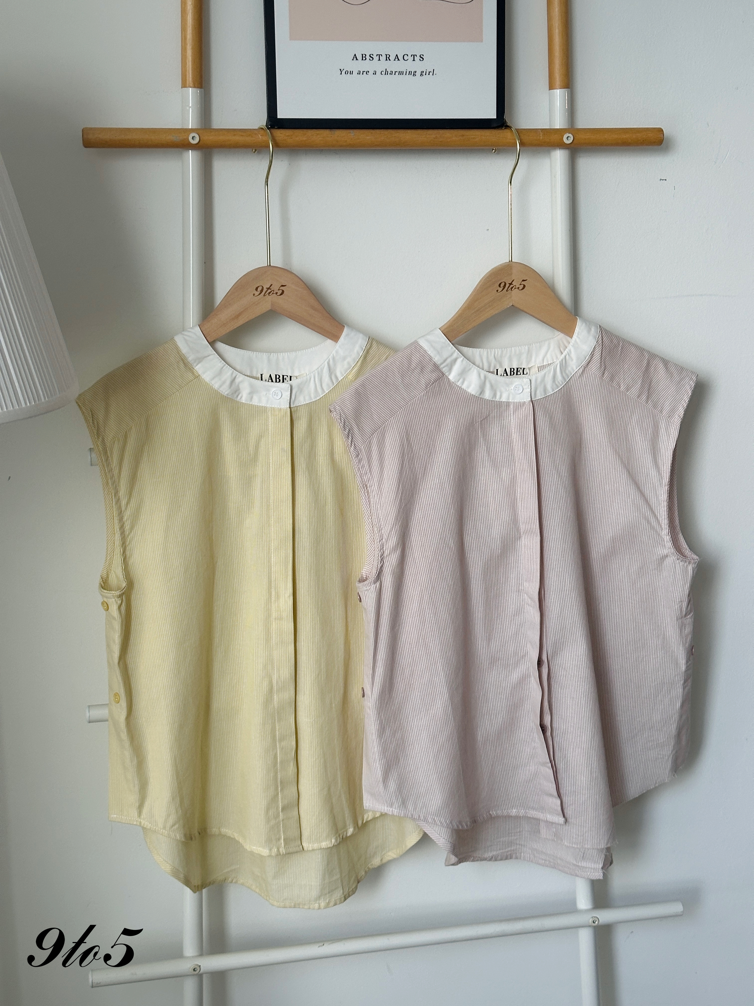 T4208 Sleeveless Stripe Shirt - Pink & Yellow
