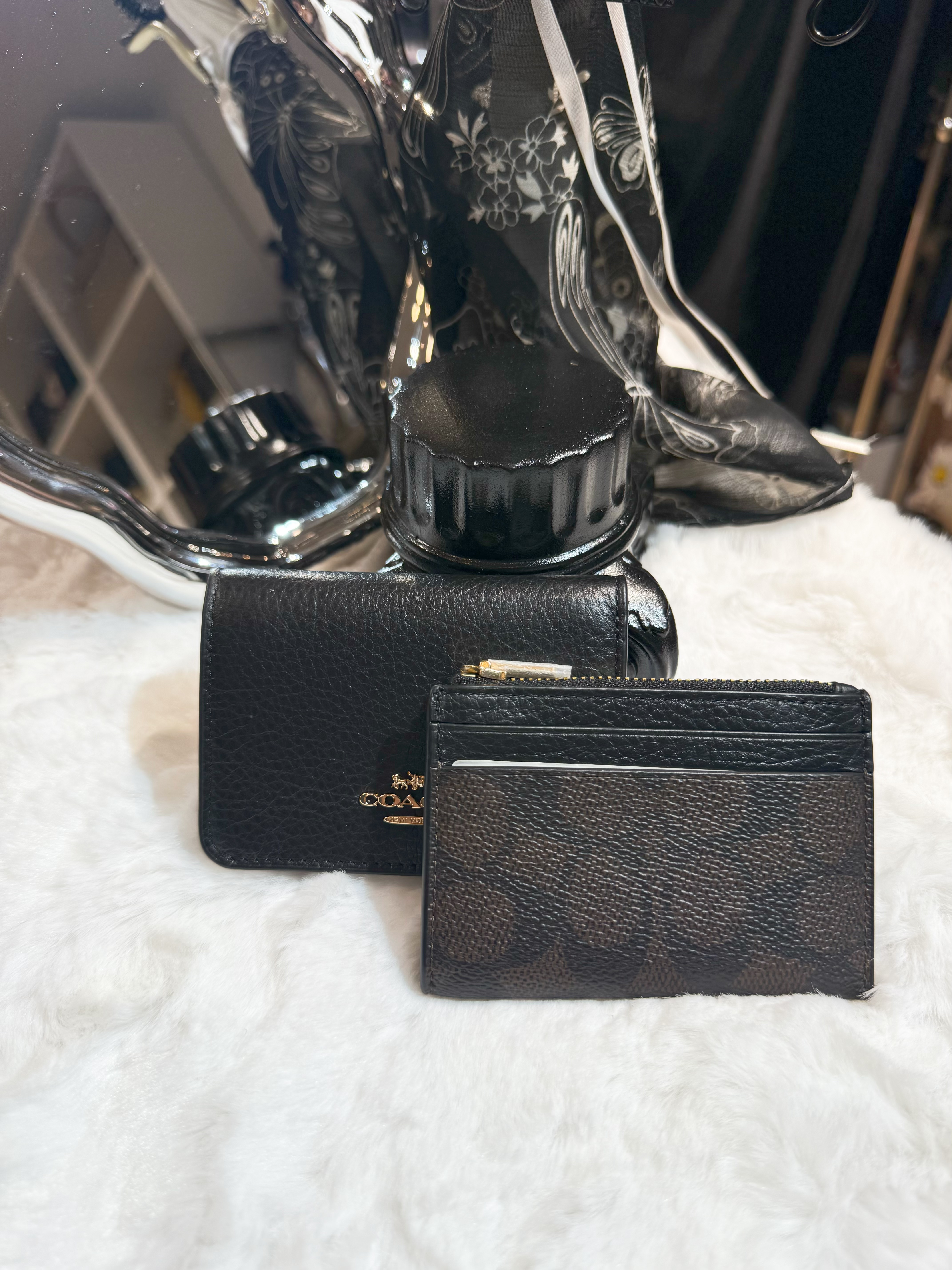 Coach card holder wallet blk/dark/m