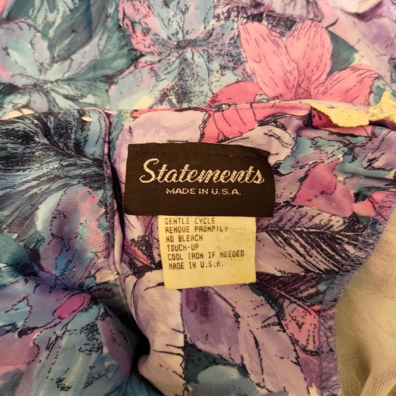 Remade - Made in USA Tropical Violet and Blue Floral Off-shoulder Day Dress (MU104-13)