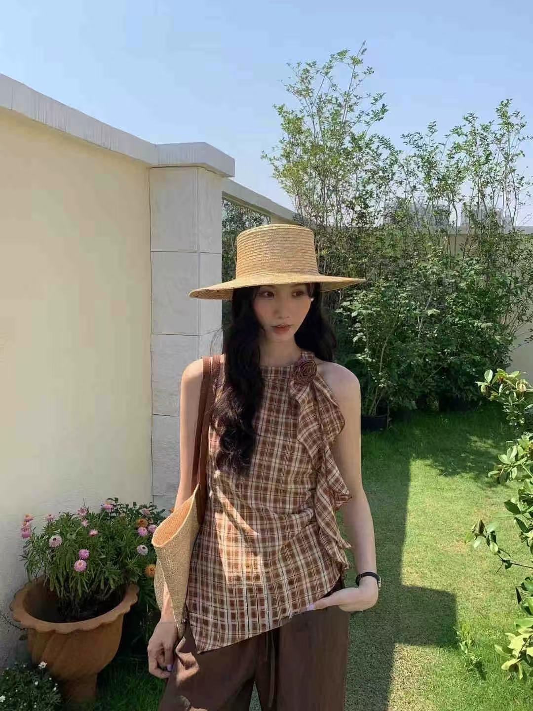 TP359复古格子无袖