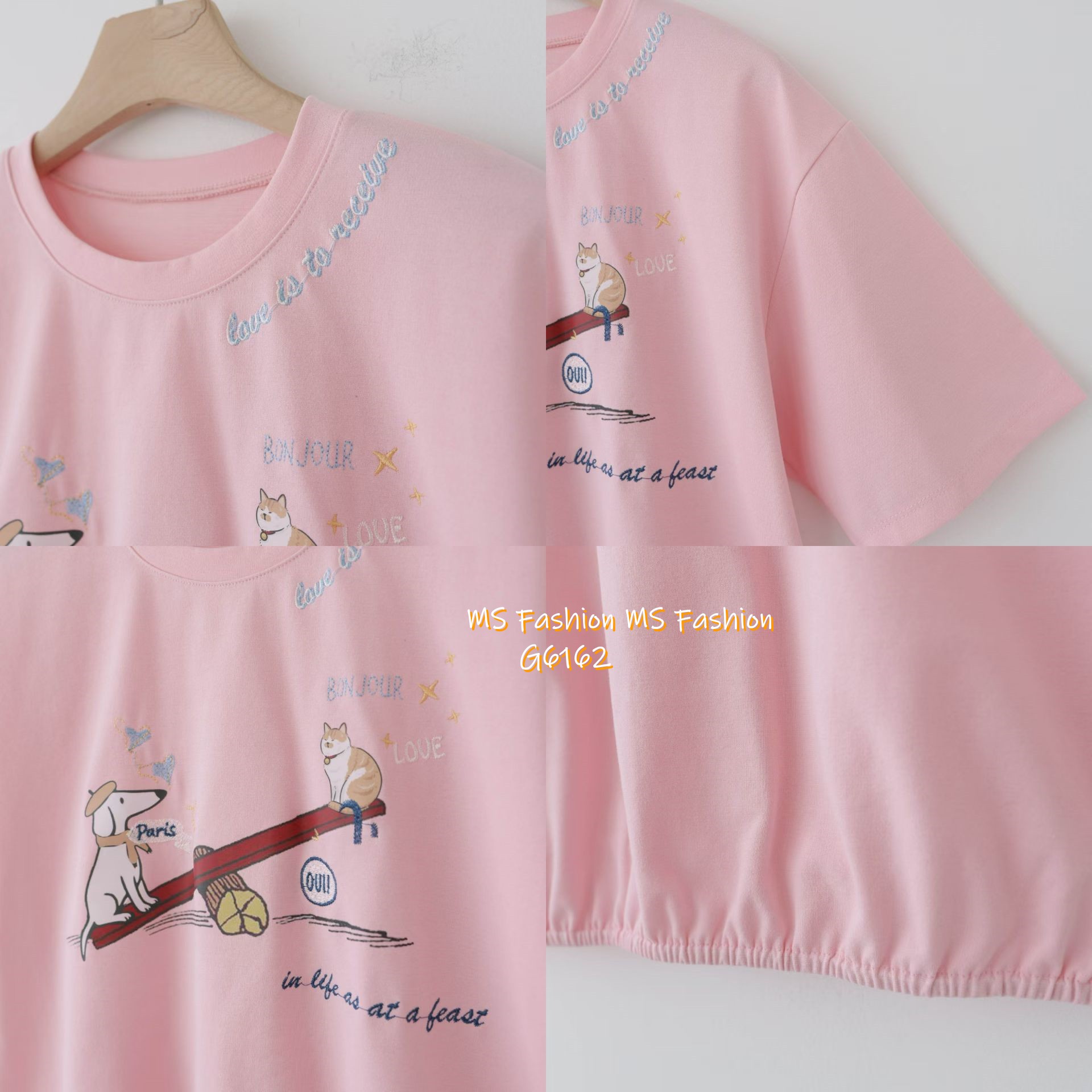 G6162 韓國🇰🇷靚料可愛貓狗圖案top