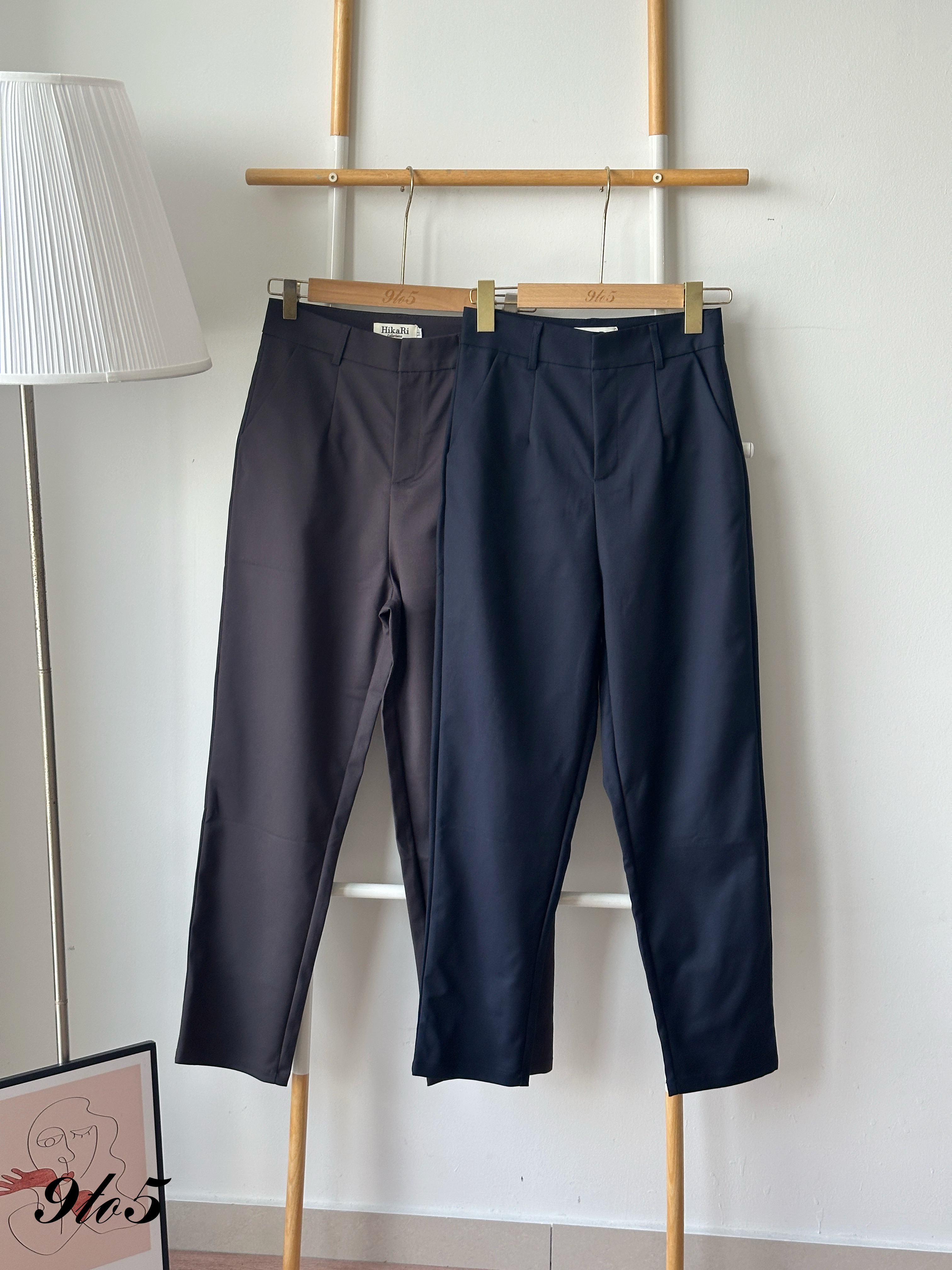 S1930 Long Straight Pants - Blue & Grey