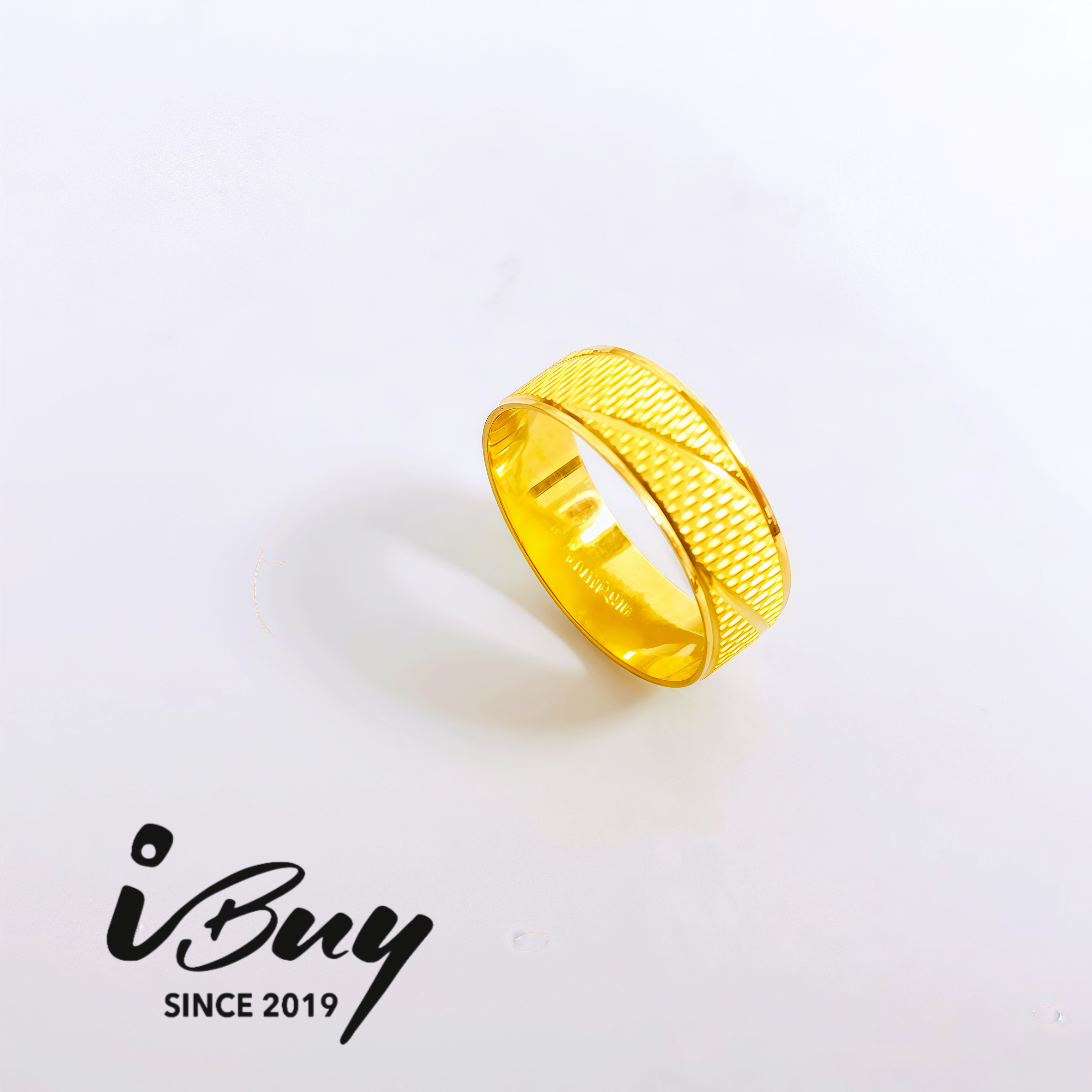 916 GOLD LINE CUT CNC RING 916 金 CNC斜向网格线切戒指