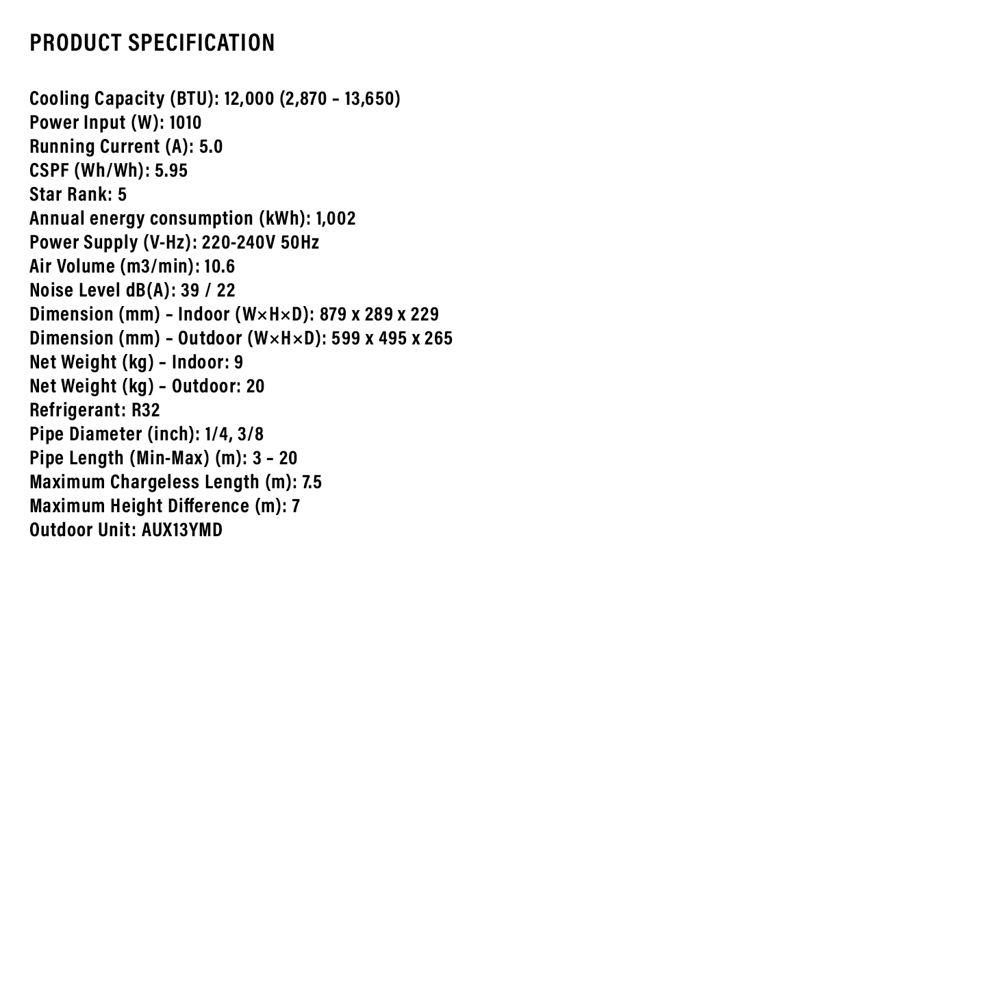 Sharp 1.5HP Plasmacluster J-Tech Inverter Air Conditioner (AHXP13YMD)