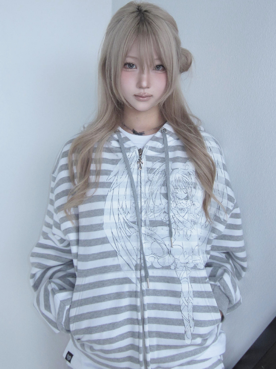 《Pre-Order》STRIPE HOOD ZIPUP & SWEATPANTS(GRAY)｜守護甜心 Shugo Chara! X luvistrue 3rd Drop