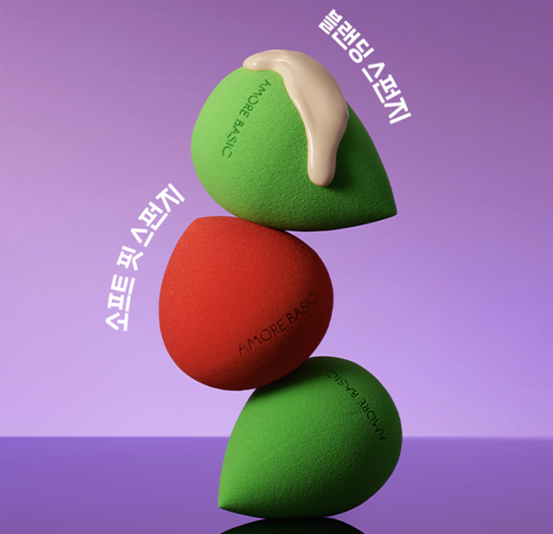 韓國限定 Amore X Super Mario 持久底妝 美妝蛋 2入 + 收納袋｜Power Lasting Make Up Sponge Set