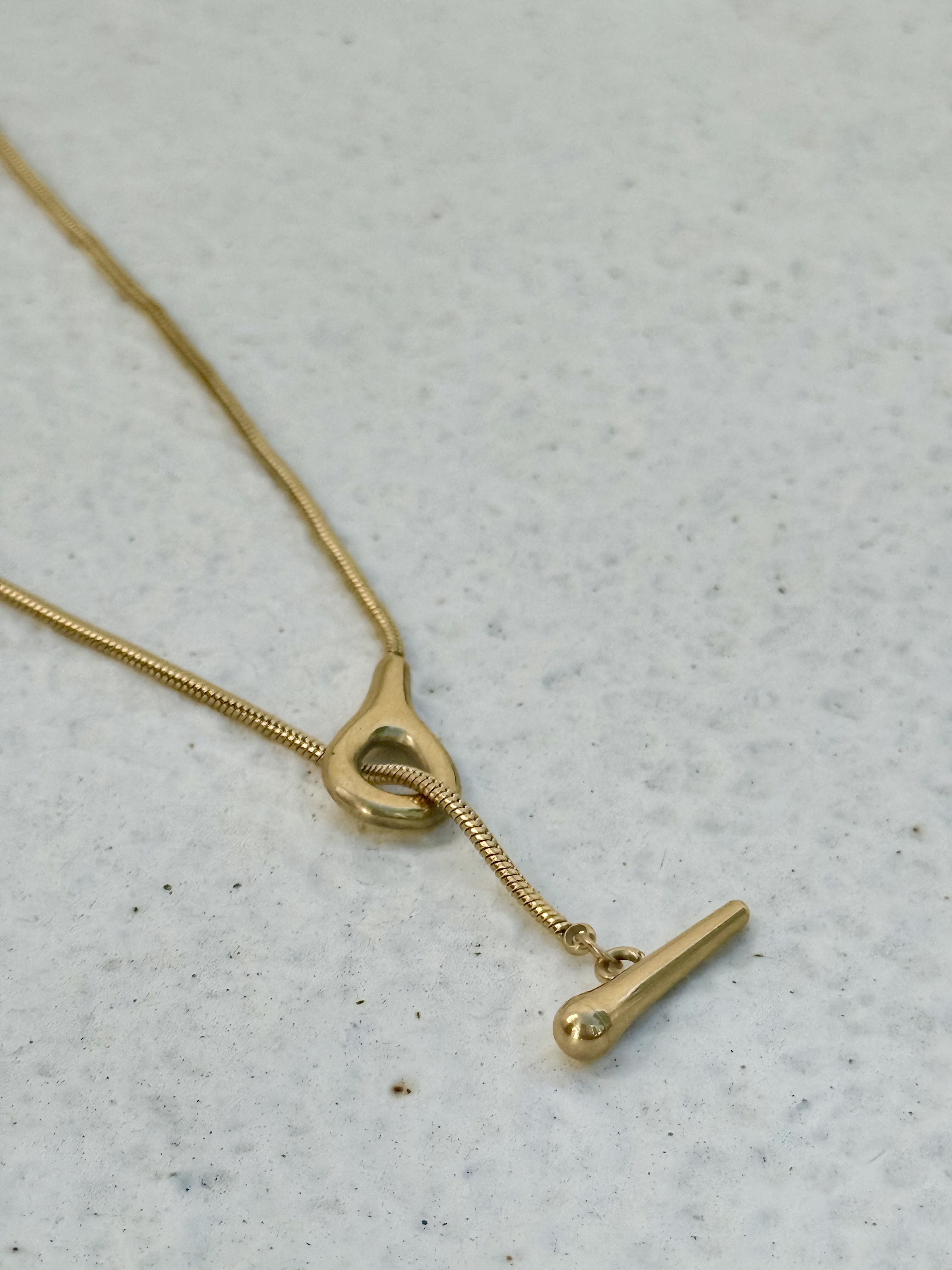 Gold water drop stainless necklace