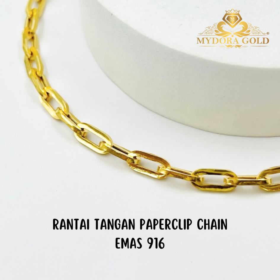 MYDORA Rantai Tangan PaperClip Chain l EMAS 916/22K