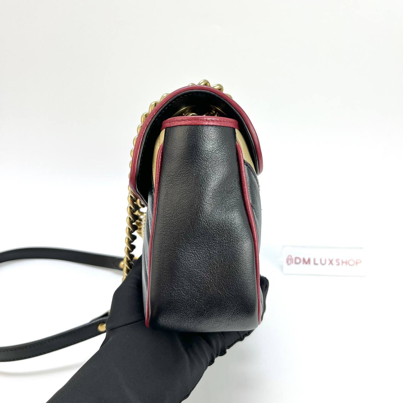 Gucci Torchon Diagonal Stripe GG Marmont Flap Bag Medium GHW