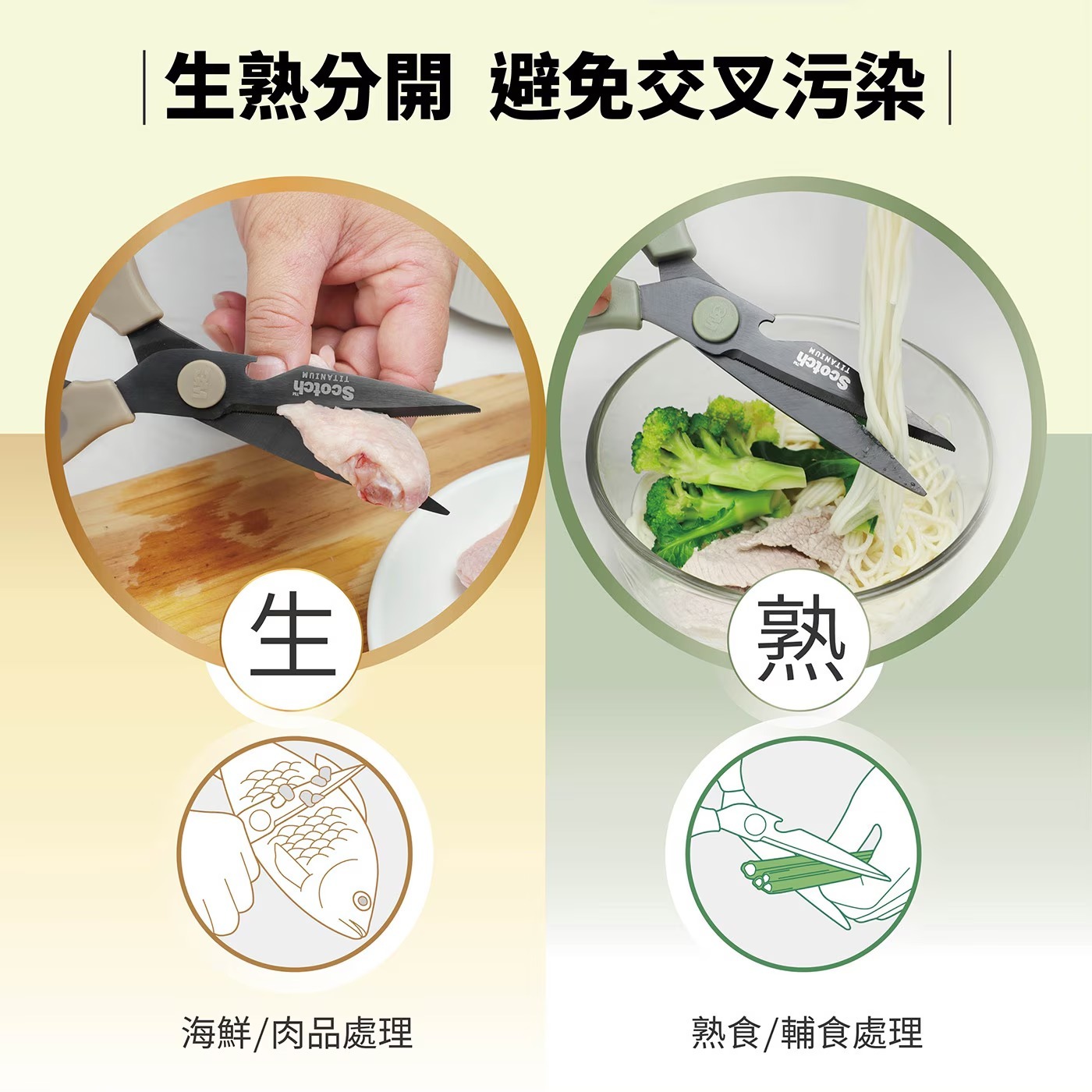 YW260594 - 3M Scotch 鈦金屬舒適寬柄可拆式料理剪刀 2入組