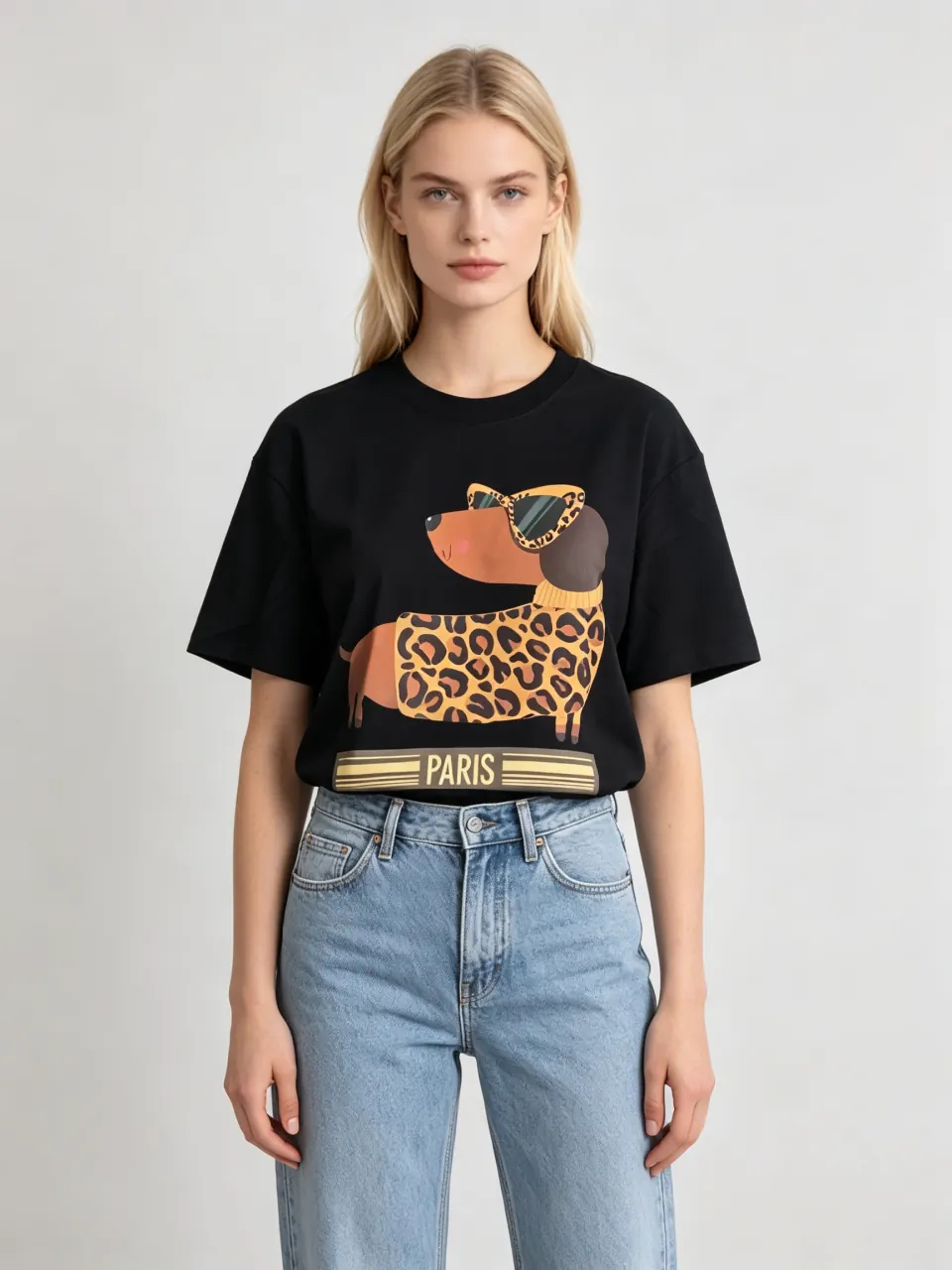 ［訂購］M013 Leopard Dachshund Tee