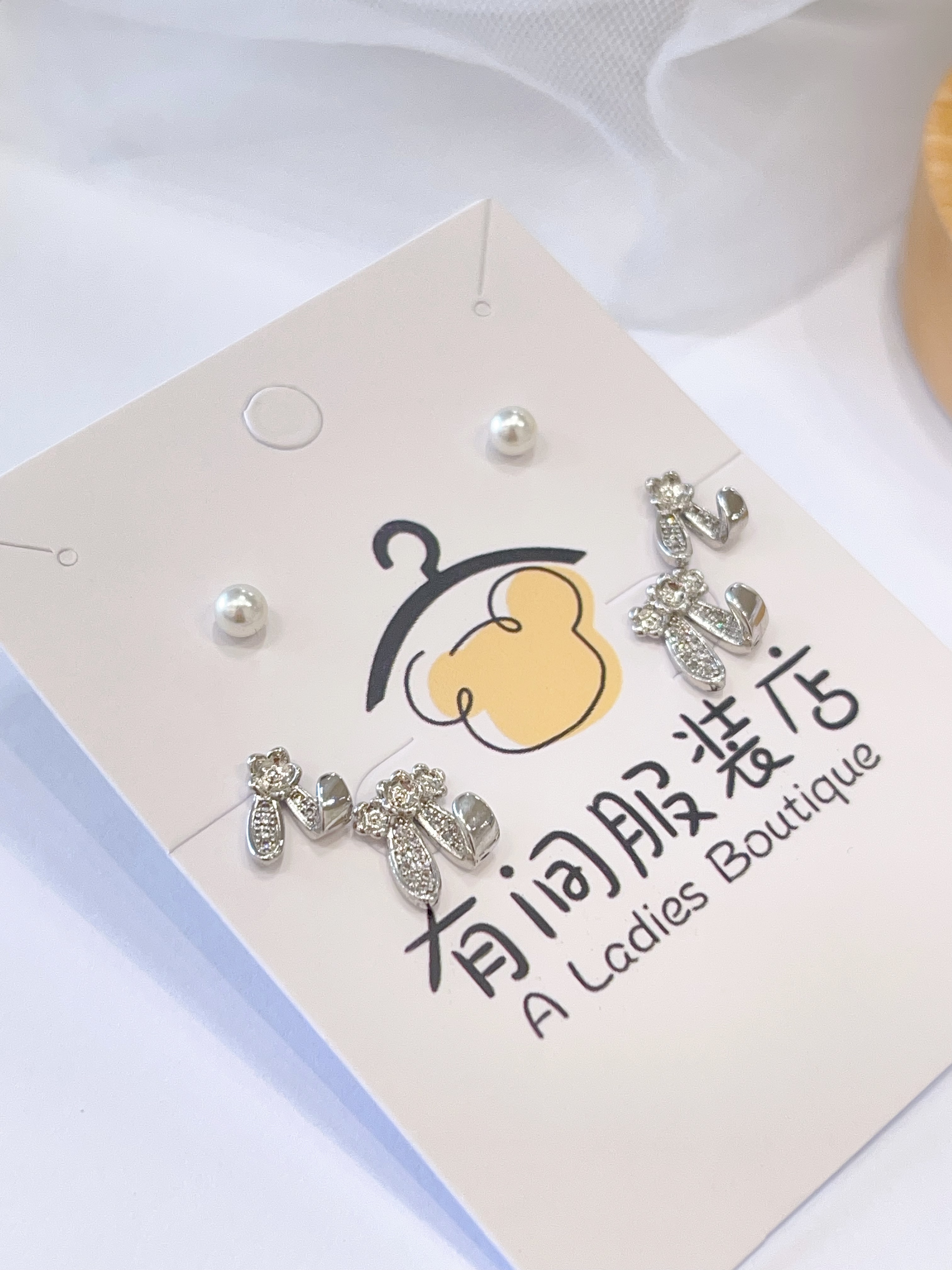 可爱兔耳朵耳环套装