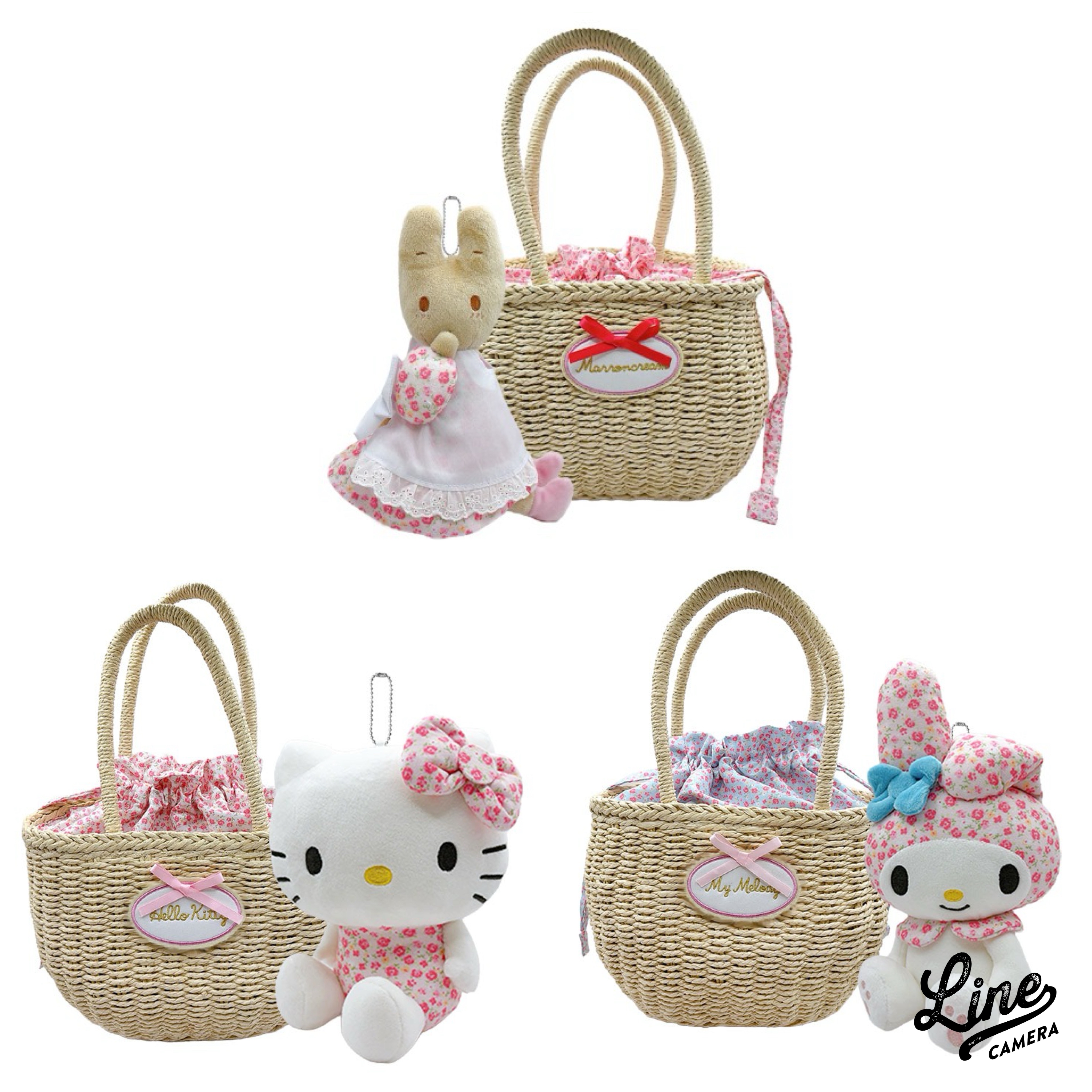 日本直送日本限定版Sanrio Melody Kitty Marron cream兔新款手提藤籃連公仔套裝