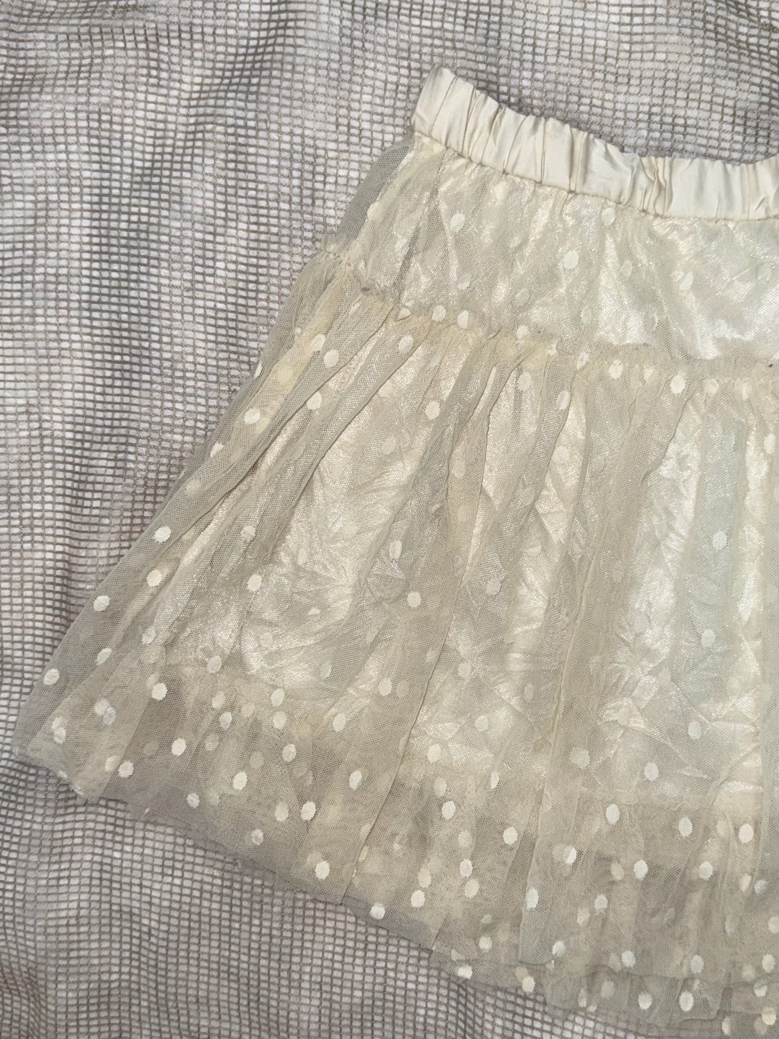 Cream Polka Dot Tutu Skirt