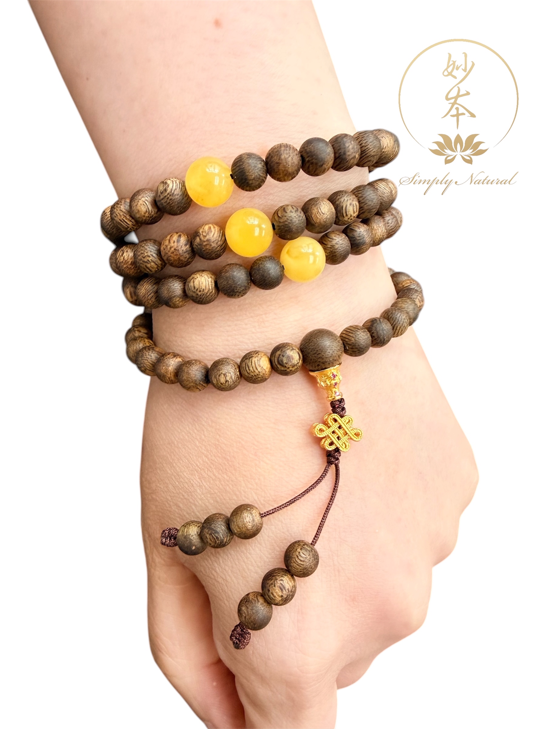 6mm 108粒海南沉香念珠 配：蜜蠟、如意結