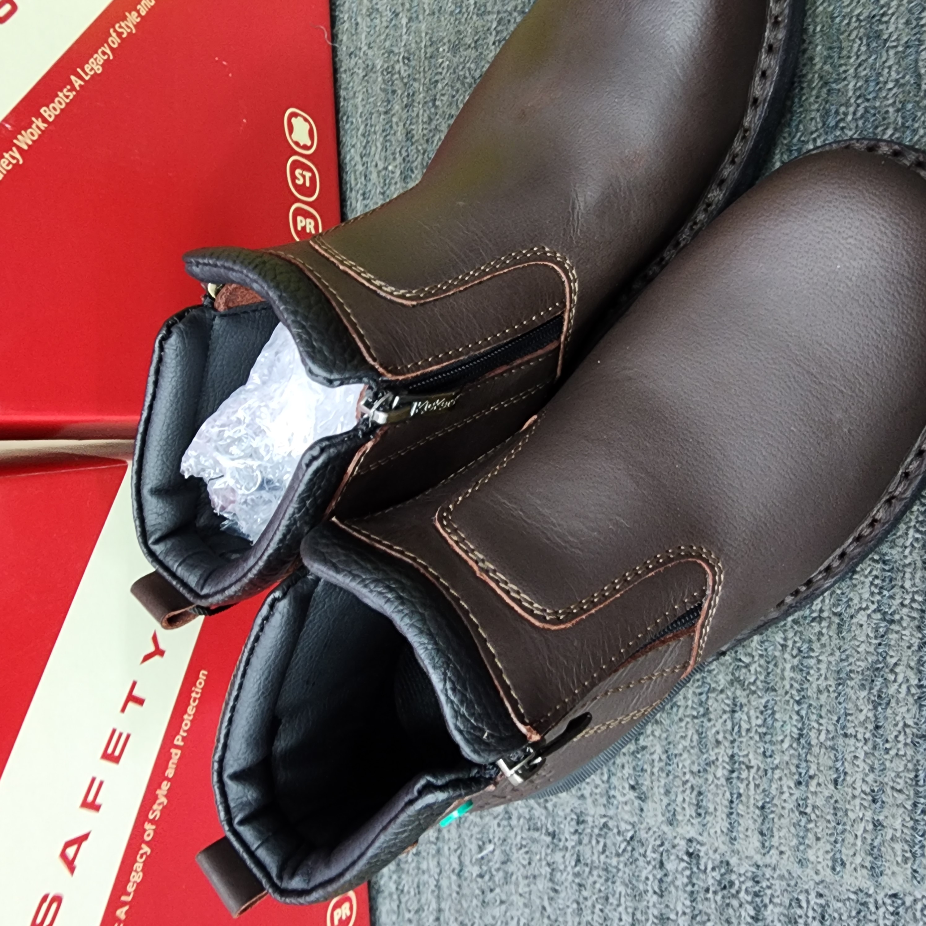  ️KicKers Safety Shoes KK 601 SIRIM DOSH Dual Zip Black Cherry Steel Plate Toe Cap Kasut Keselamatan