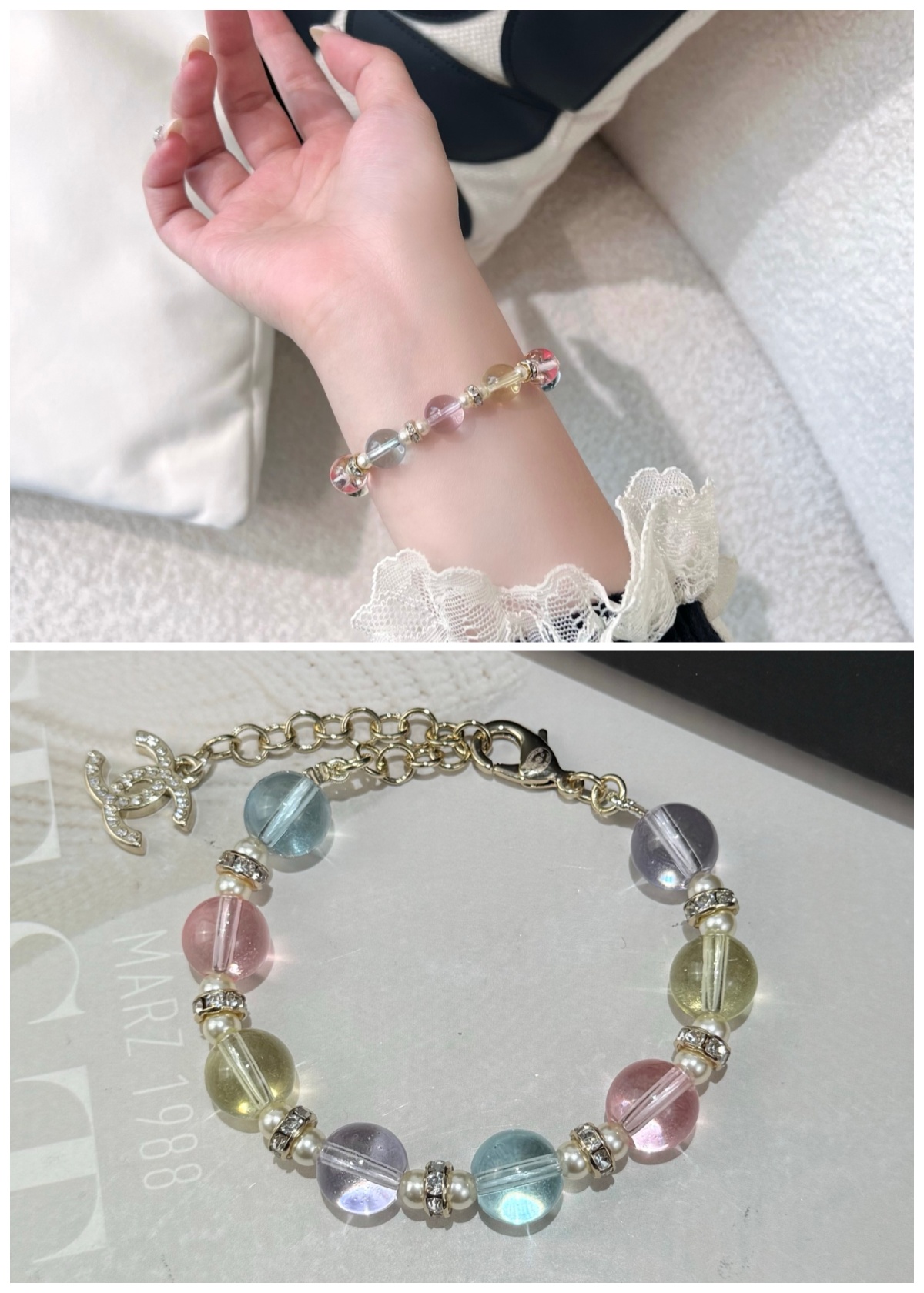 CHANEL 彩色水晶CC手鍊