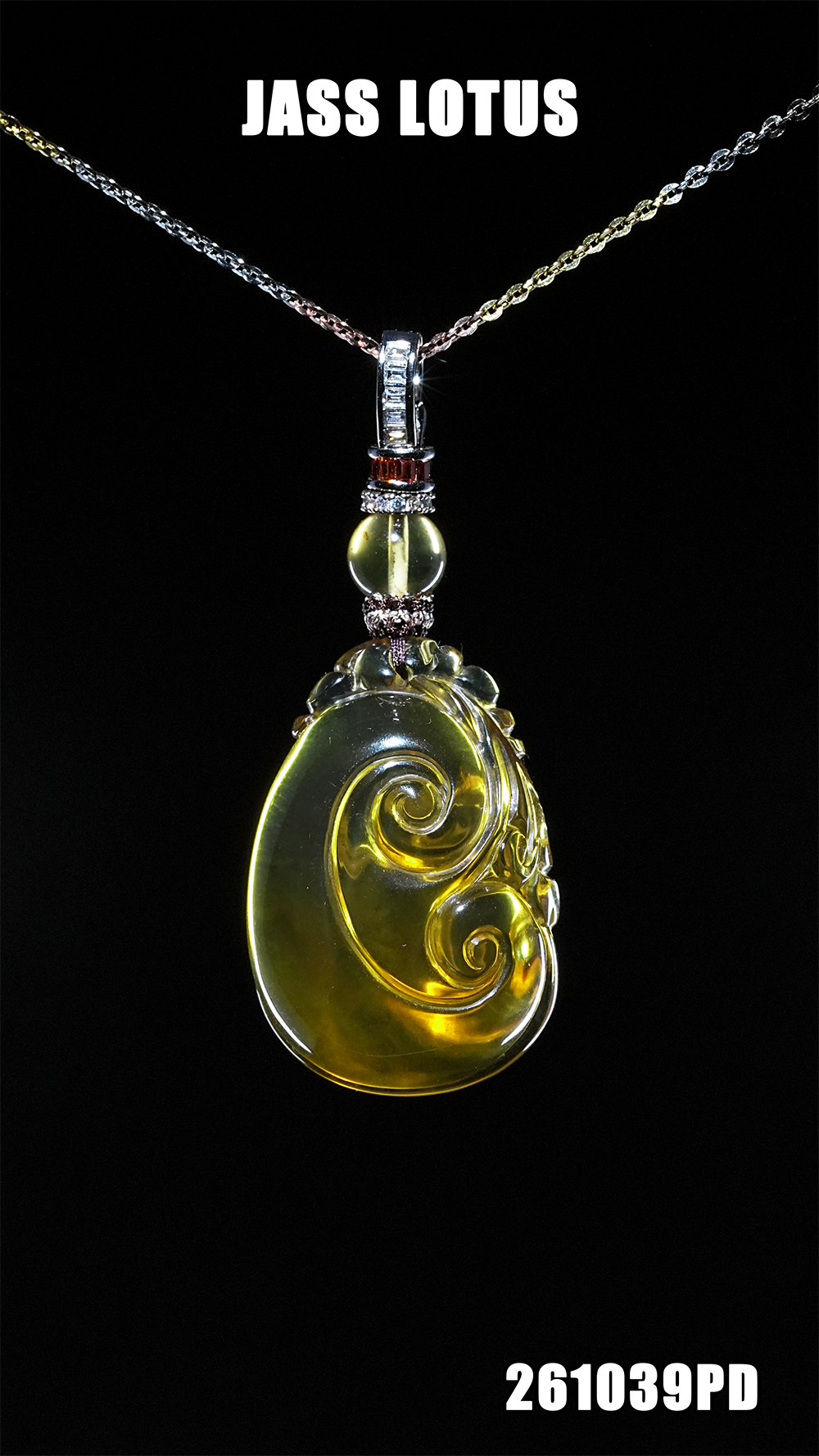 緬甸天然琥珀淨水柳青珀如意吊墜