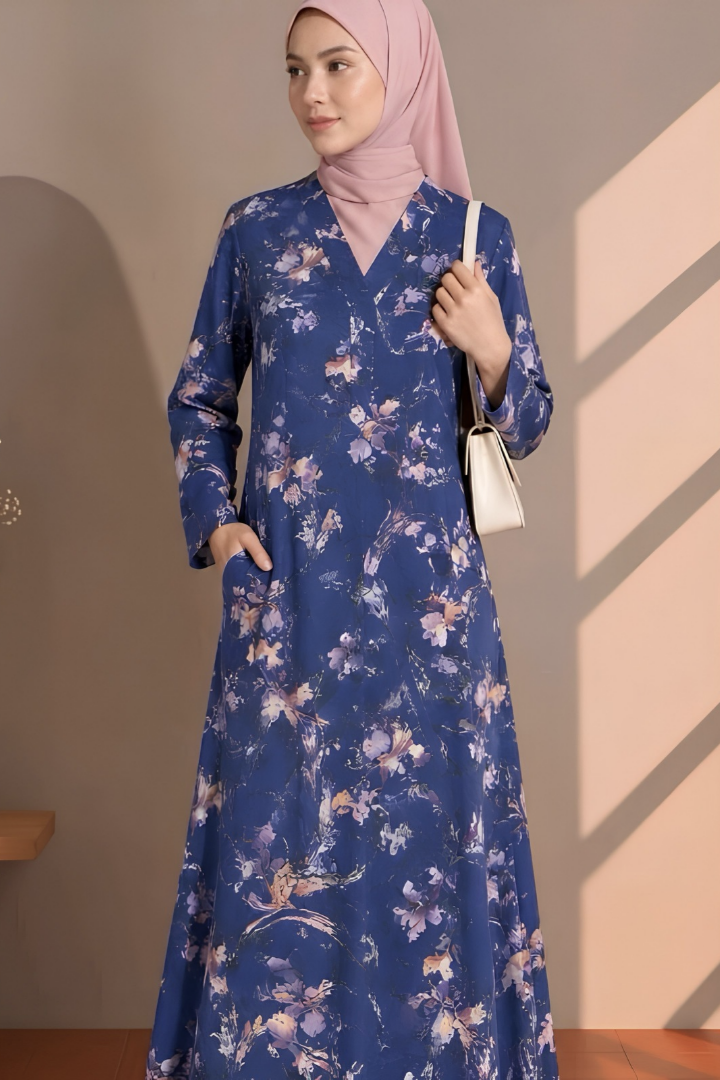 Linen Dress - Amber Blue