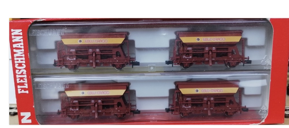 Fleischmann #851102 N-scale 4 piece self-unloading hopper wagon set EBW Cargo Ep V NEW