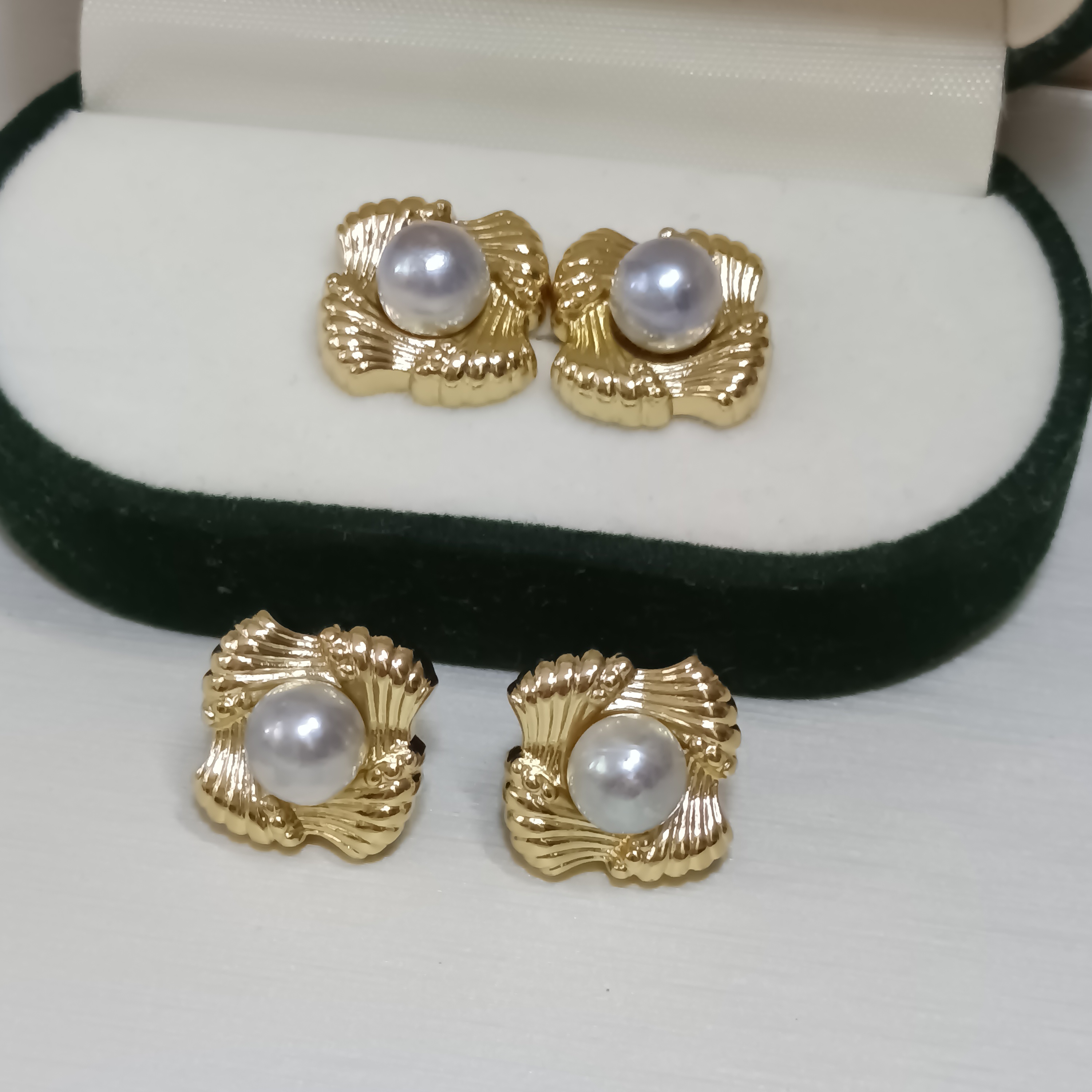 特價品‼️近正圓極強光日本真多麻 海水珍珠精注金銀針耳釘