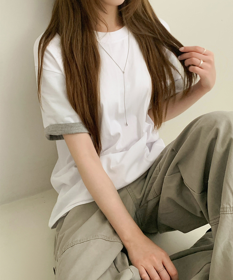 Contrast Cuff Short Sleeve Tee