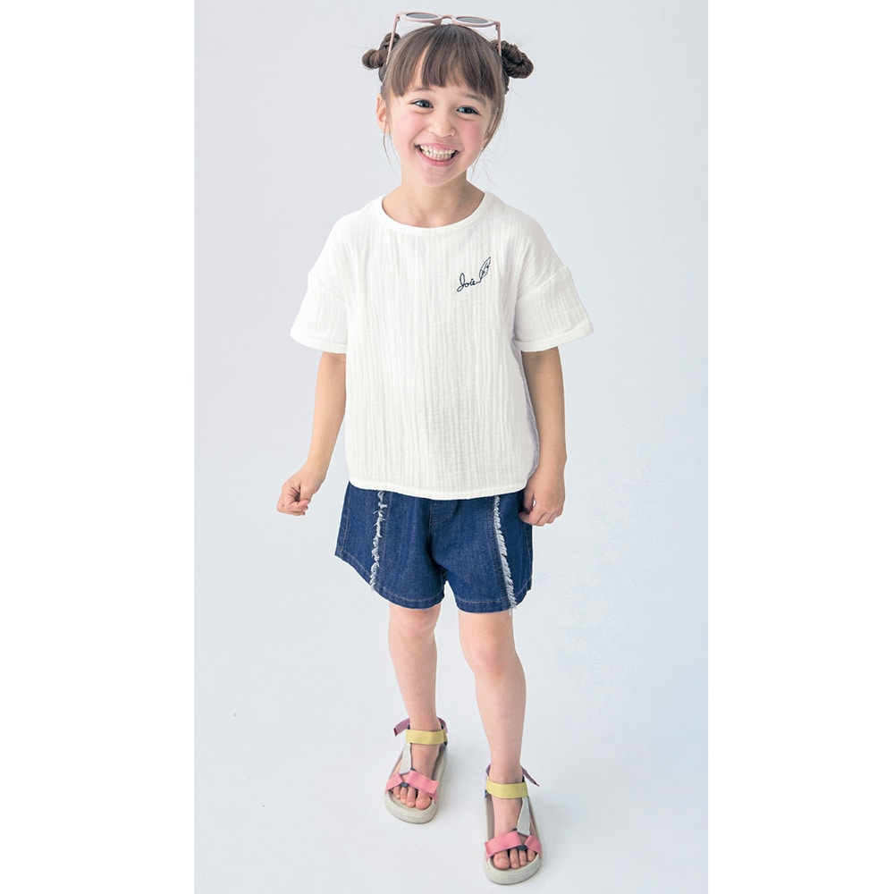 🆕【⭐訂購⭐】🇯🇵 日本直送🌀飄逸輕盈 雙層紗棉 刺繡短袖Tee［2款選］🌀[ELDA-0097][260510]