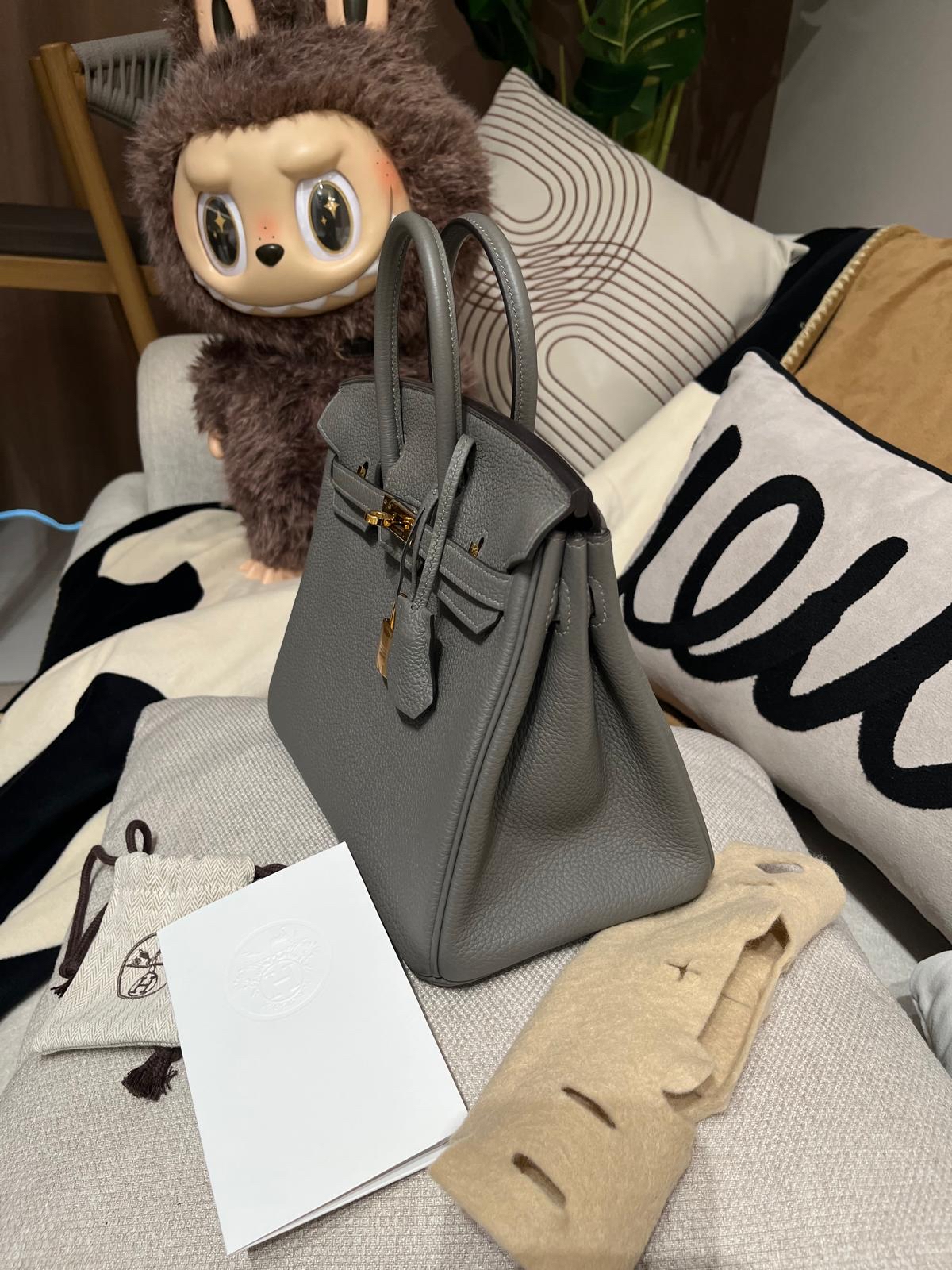 全新 Hermes Birkin 25,STAMP B,Togo ,0L積雨雲灰金扣,100%Authentic,全新brand New ✅專門店收據✅key lock pad ✅dust bag✅box