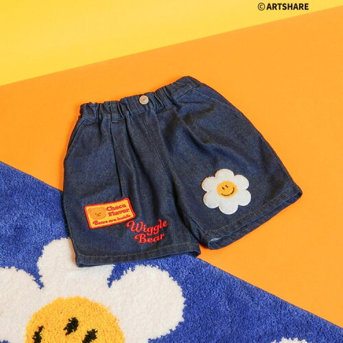 🆕【⭐訂購⭐】🌀 🇯🇵 日本直送🇯🇵 WIGGLE_WIGGLE系列 笑臉太陽花刺繡貼布 牛仔短褲🌀 [ELEA-0069][260607]