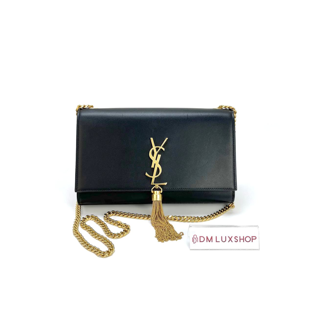 YSL Black Medium Kate Tassel Chain Shoulder Bag GHW