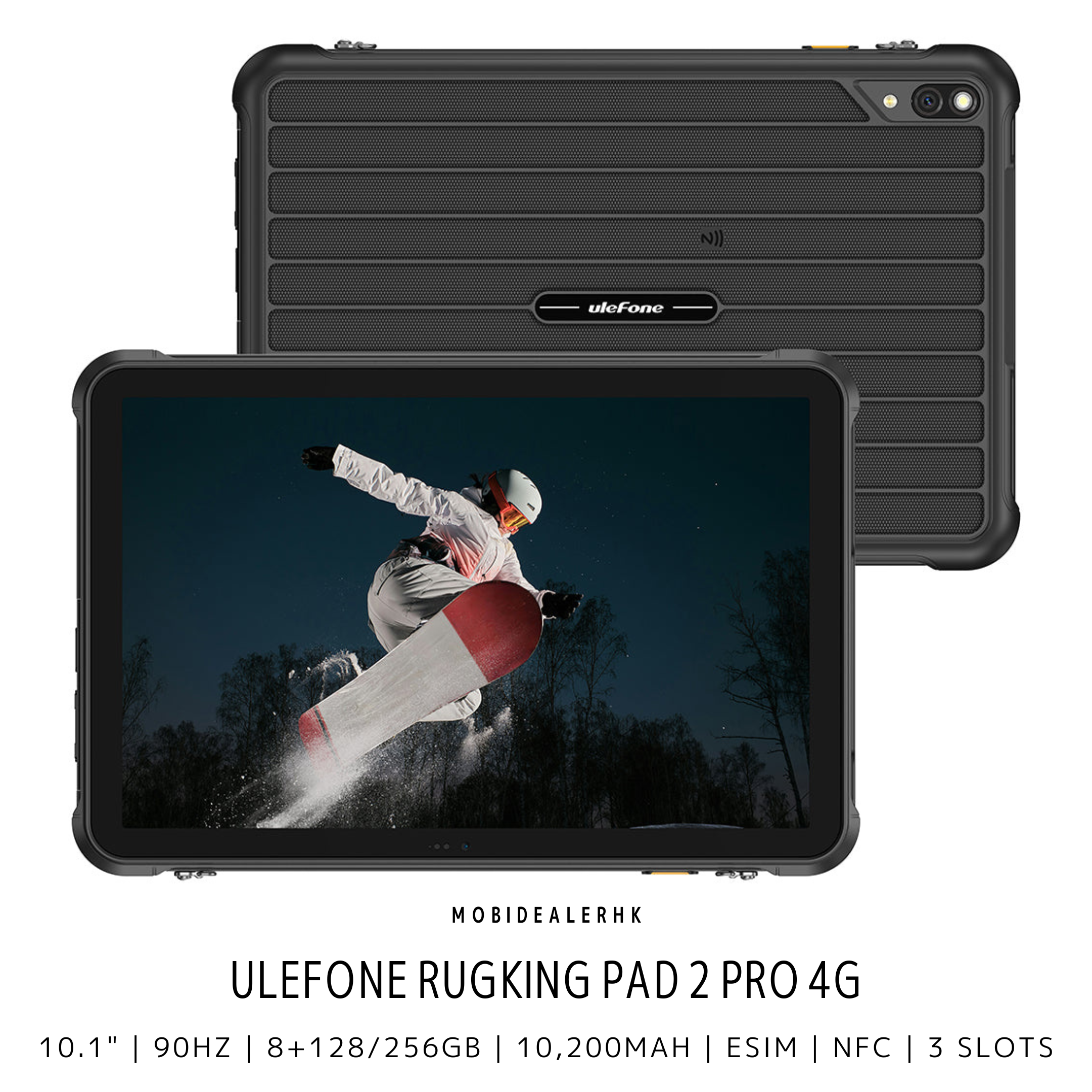 Ulefone RugKing Pad 2 Pro | 歐樂風 RugKing Pad 2 Pro | 4G | 三防平板電腦 | 10.1" | 90Hz | 8+128/256Gb | 10,200mAh | eSIM | NFC | 3咭槽