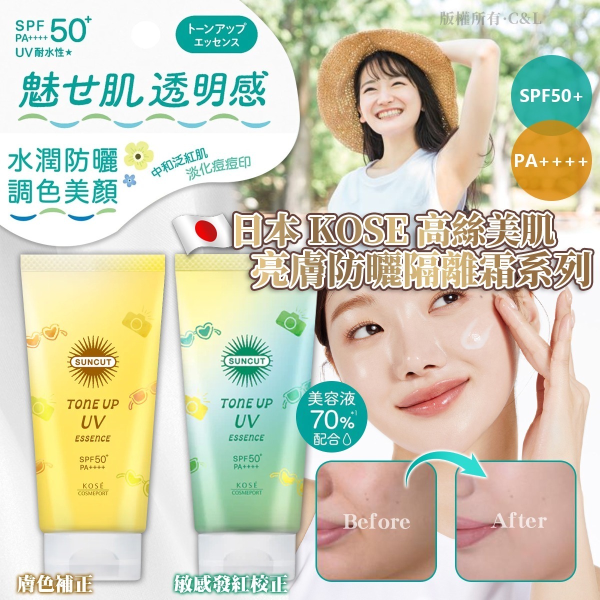 日本 KOSE 高絲美肌亮膚防曬隔離霜系列 -預計6月底到貨