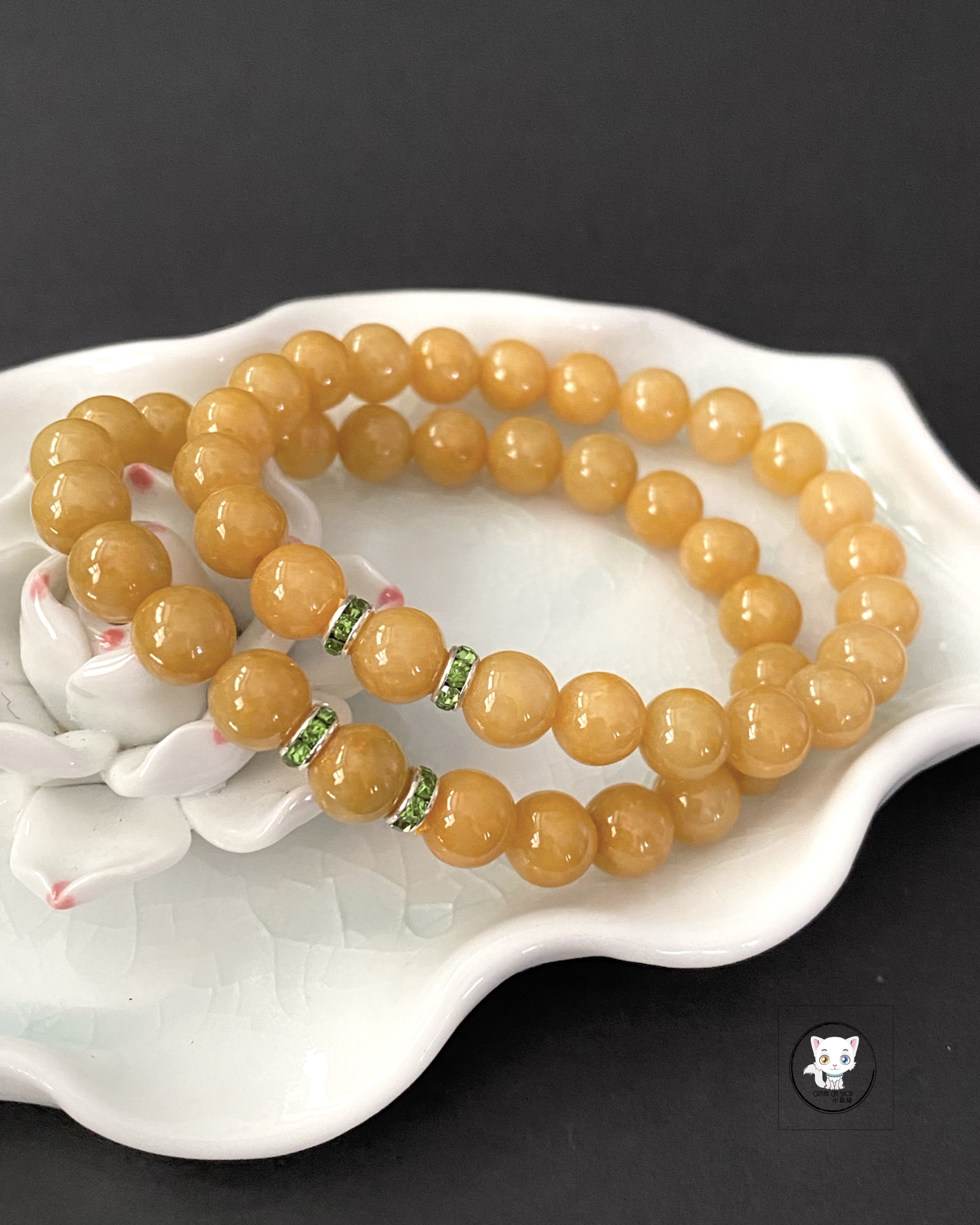 緬甸天然黃翡翠手鏈 8mm