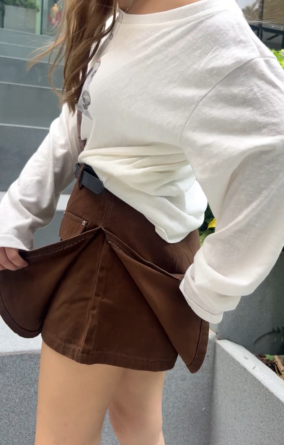 雙層牛仔裙褲 完美遮肚腩