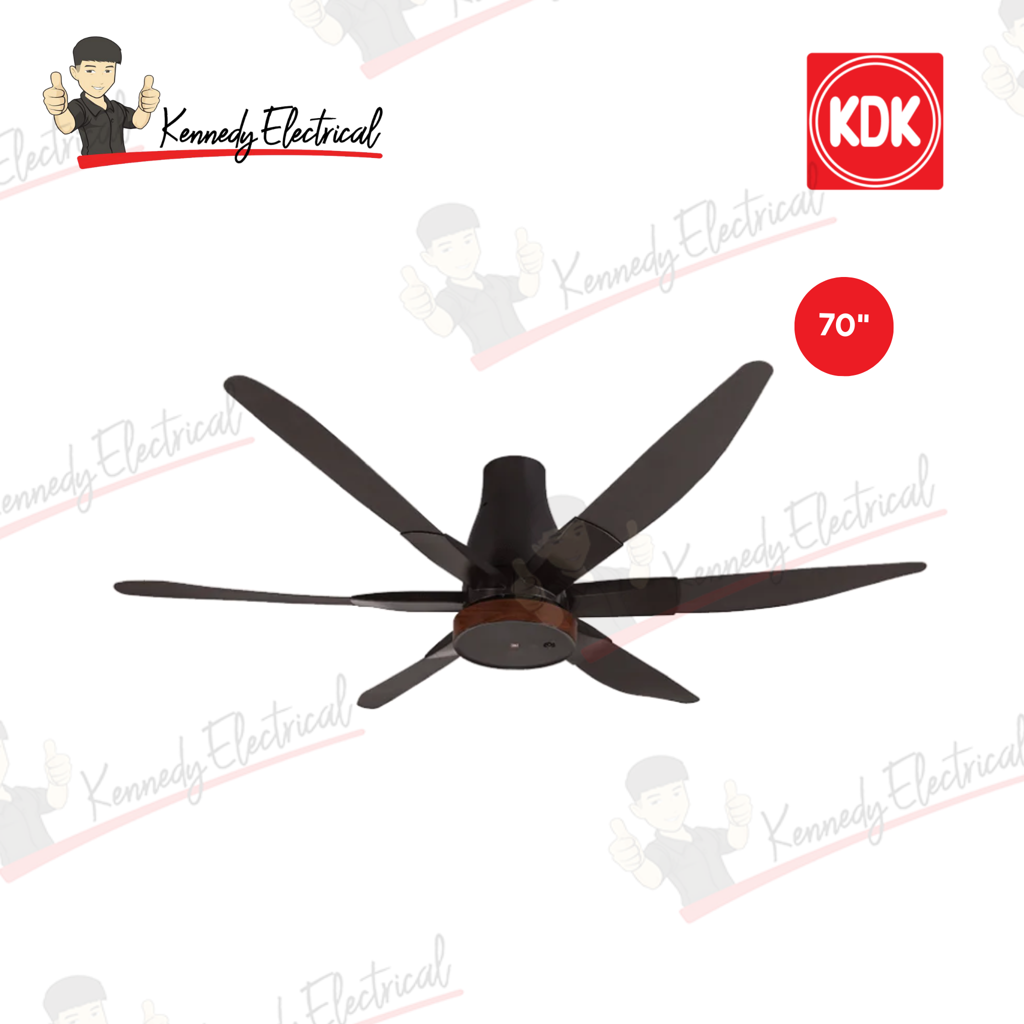 KDK 70" 6-Blade DC Ceiling Fan K18NY-RBR (Short Rod)