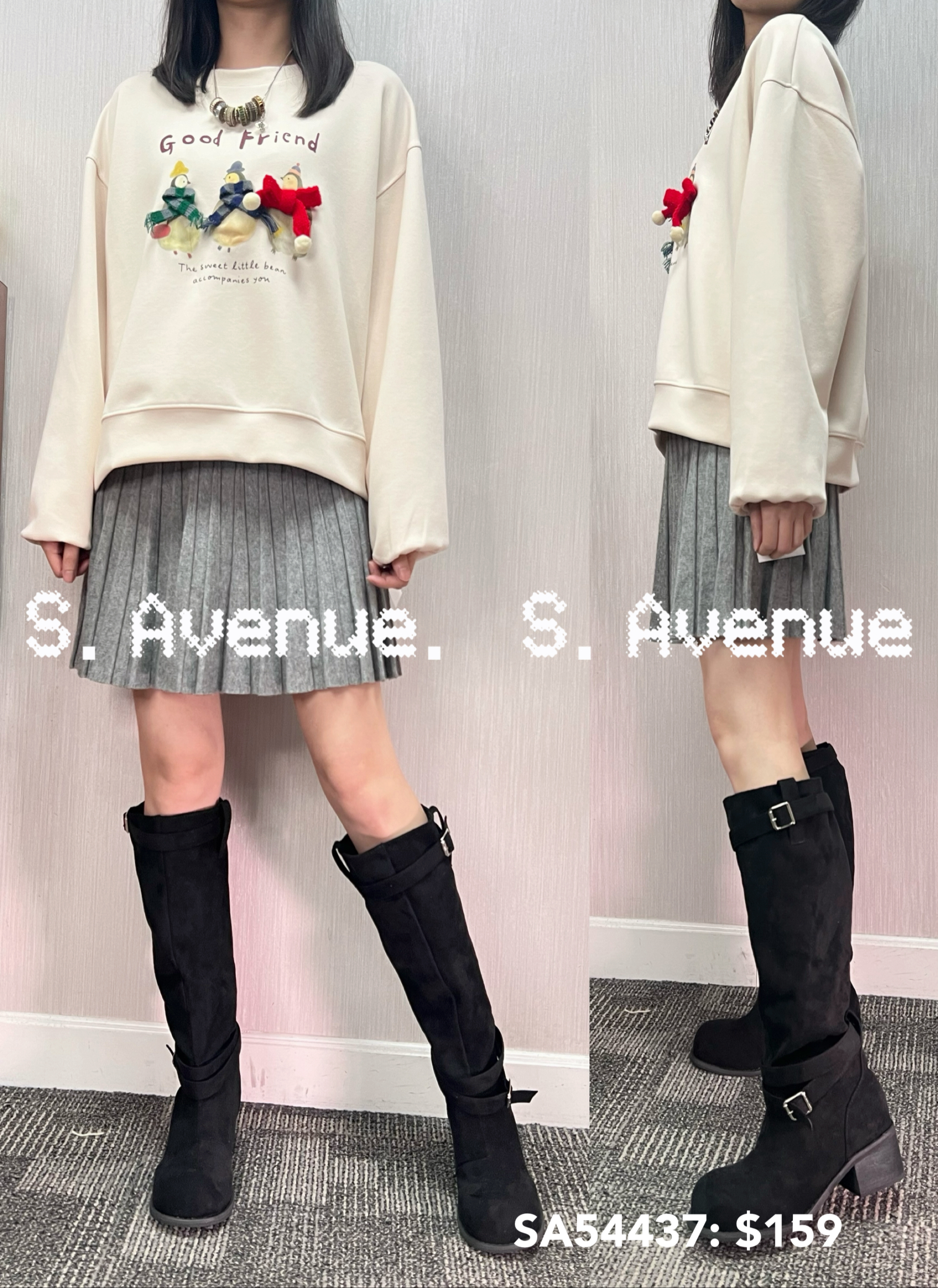 SA54437: 長袖三隻戴巾小企鵝衛衣