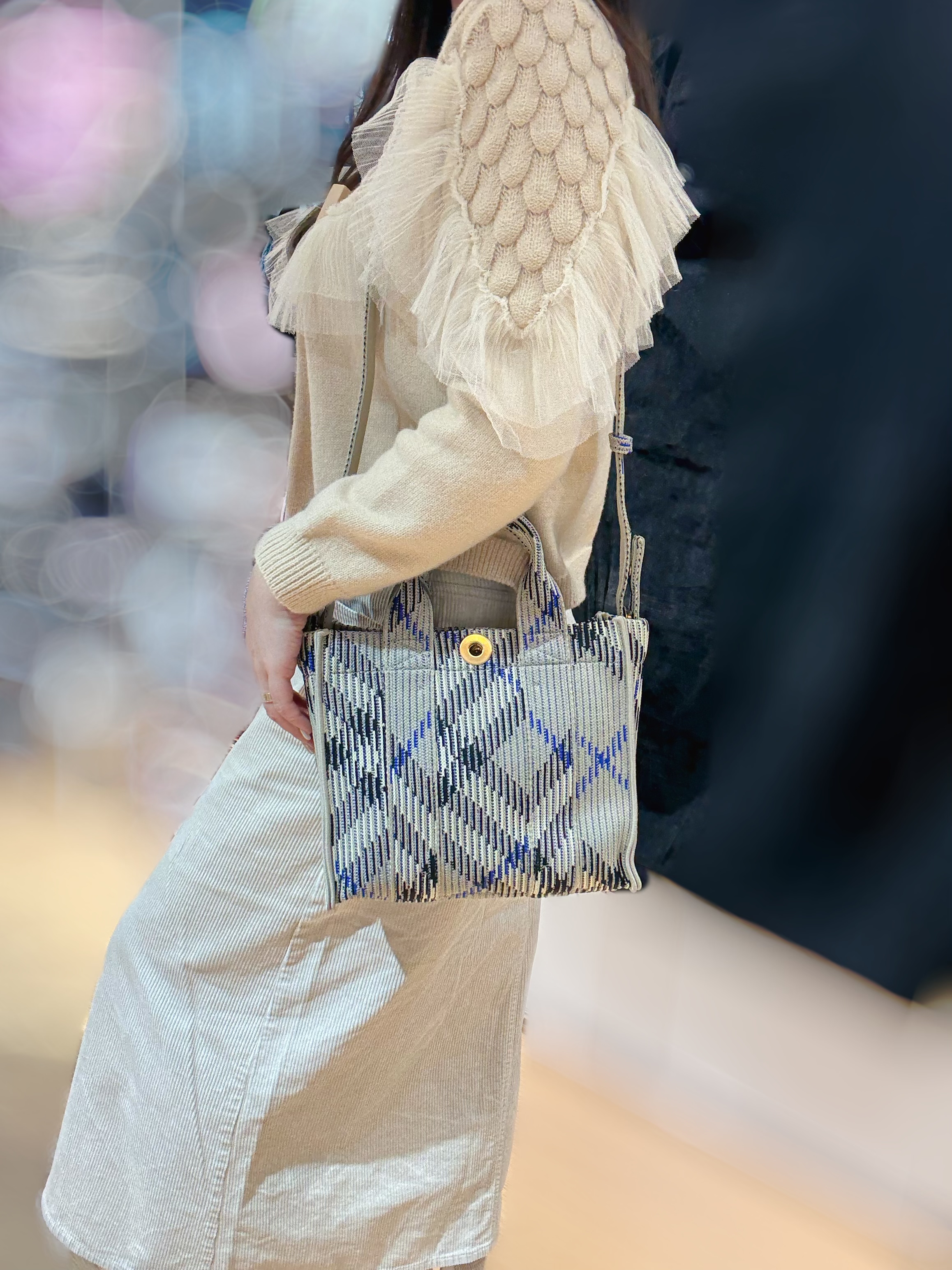 Burberry mini check tote lichen