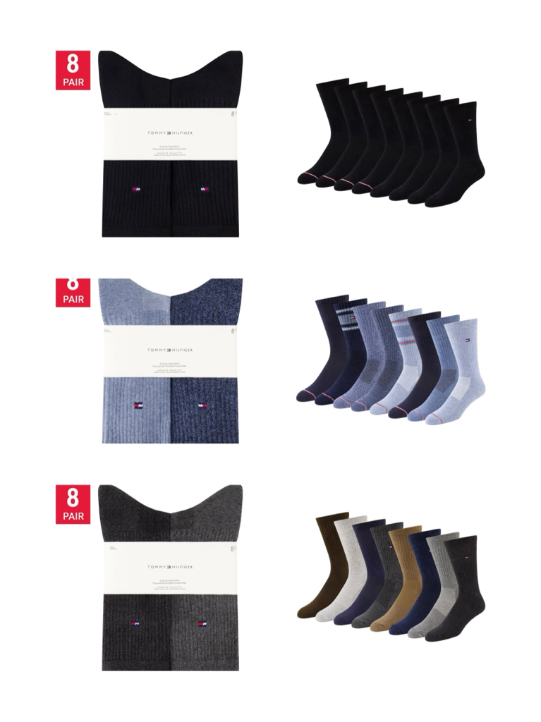 加拿大🇨🇦空運直送 Tommy Hilfiger men’s crew socks 中筒襪 (a pack of 8 pairs) 