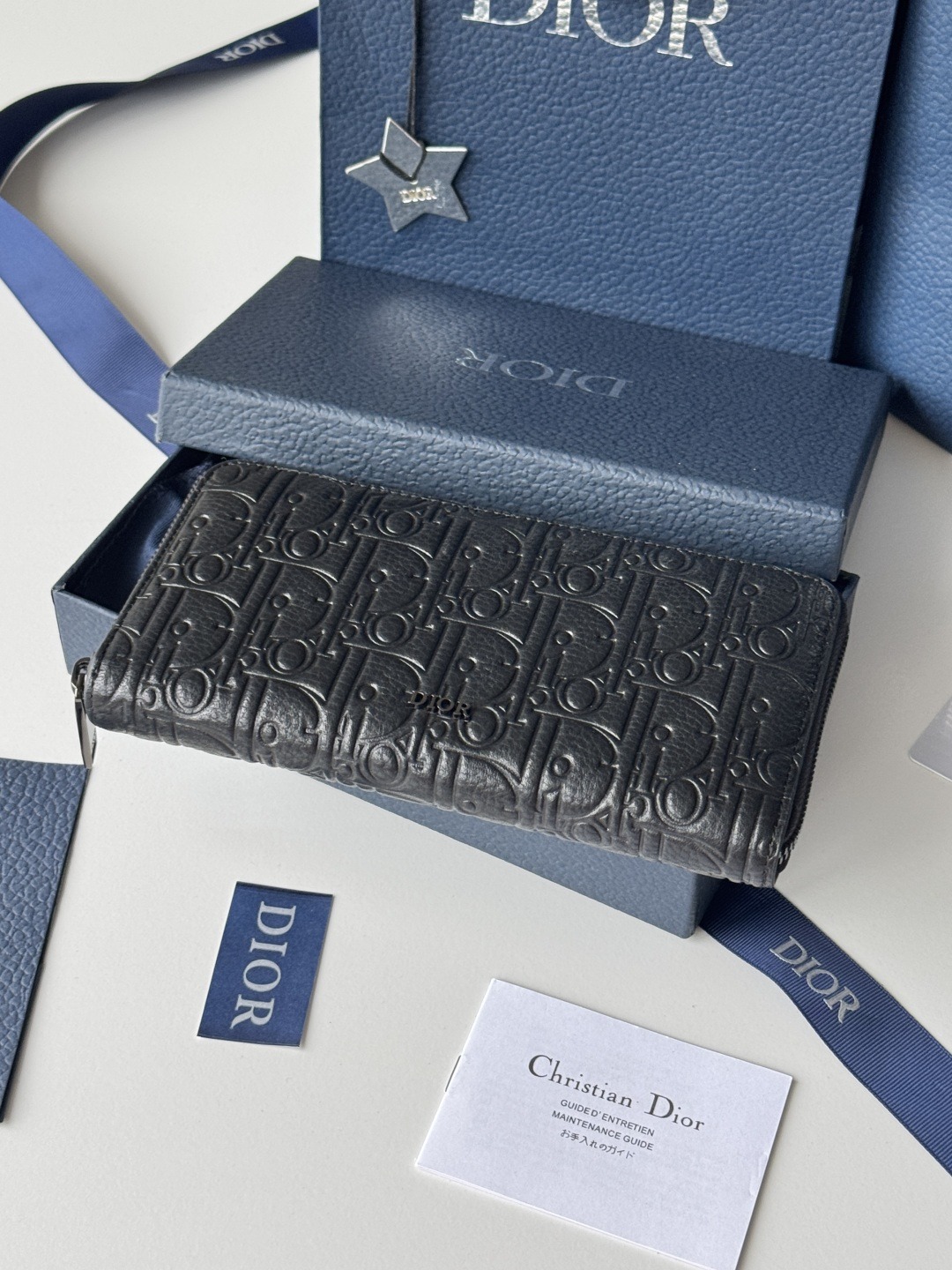 【原單】Dior Gravity 皮革拉鍊長夾銀包