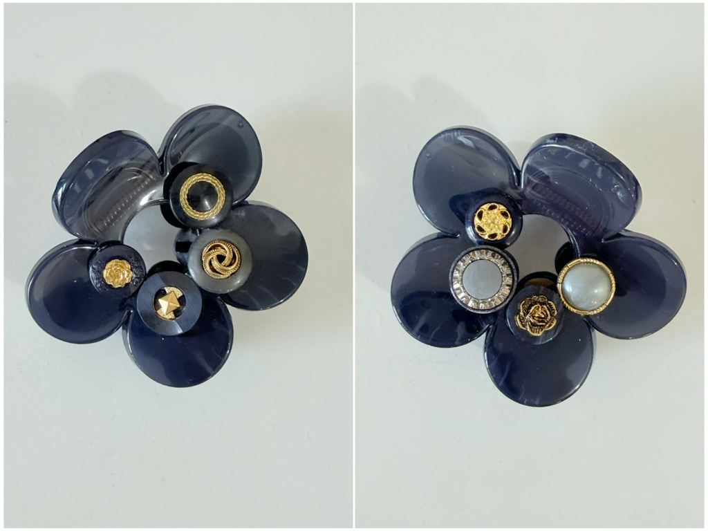 法式復古鈕扣花形鯊魚髮夾 