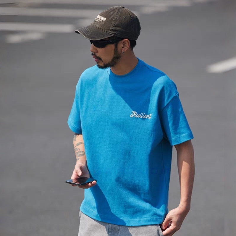 M1338 重磅洗水綉花短袖Tee