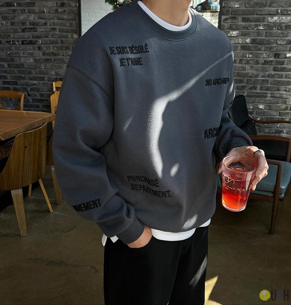 【100%保證韓國直送】2ND ARCHIVE立體刺繡雙層重磅圓領衛衣 RG165835