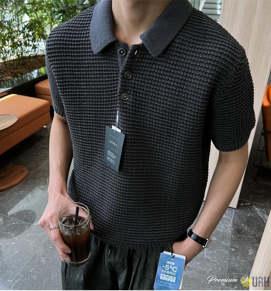 【100%保證韓國直送】Stoll Crochet 復古鏤空鈎針紋理排扣針織 Polo 衫 👕 [6 color] RG115873