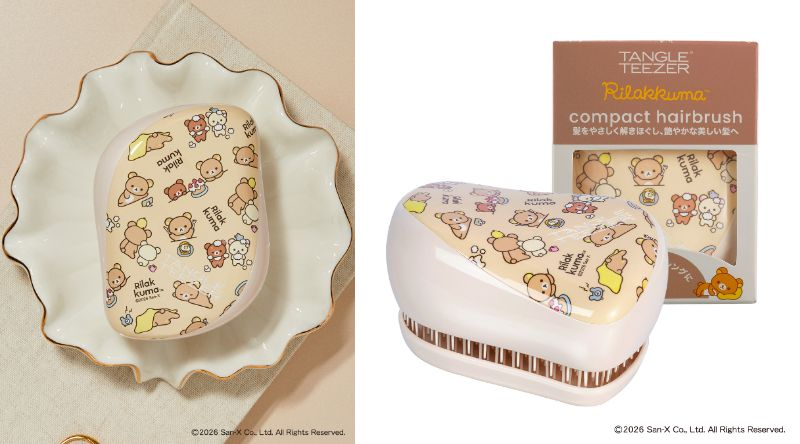 日本直送 TANGLE TEEZER x Rilakkuma 鬆弛熊 Compact Styler Hair Brush Comb 便攜式 護髮梳