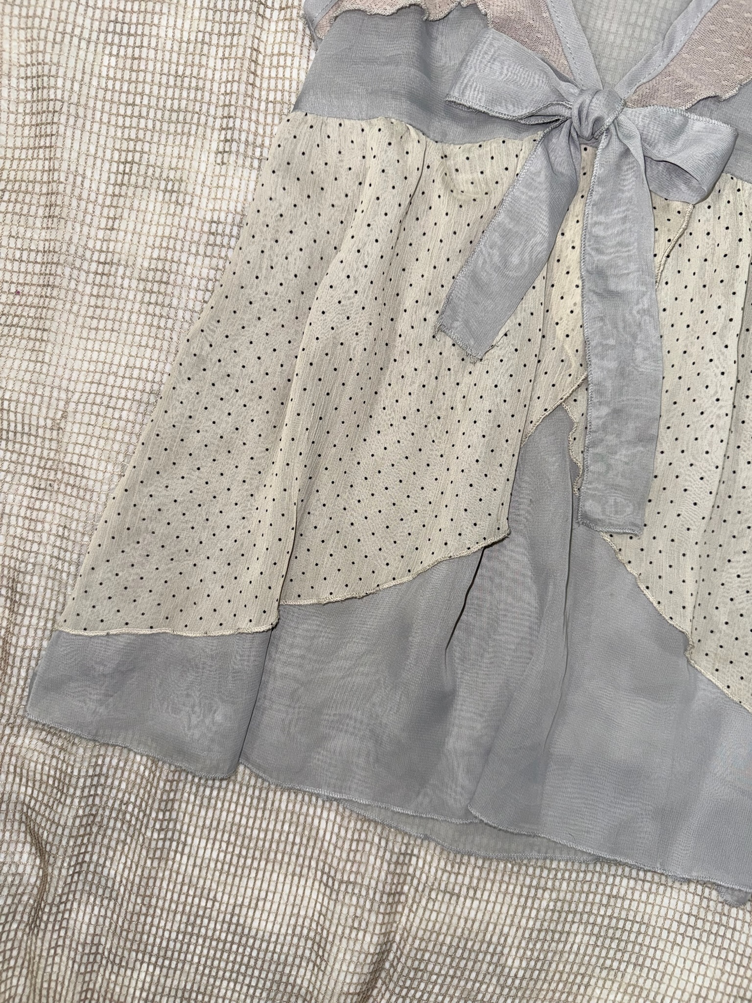 Cottagecore Chiffon Tank Top with Ribbon Bow & Ruffles