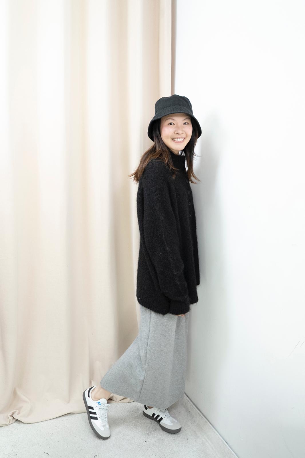 温暖感暗直紋全橡筋腰半身裙（4色）